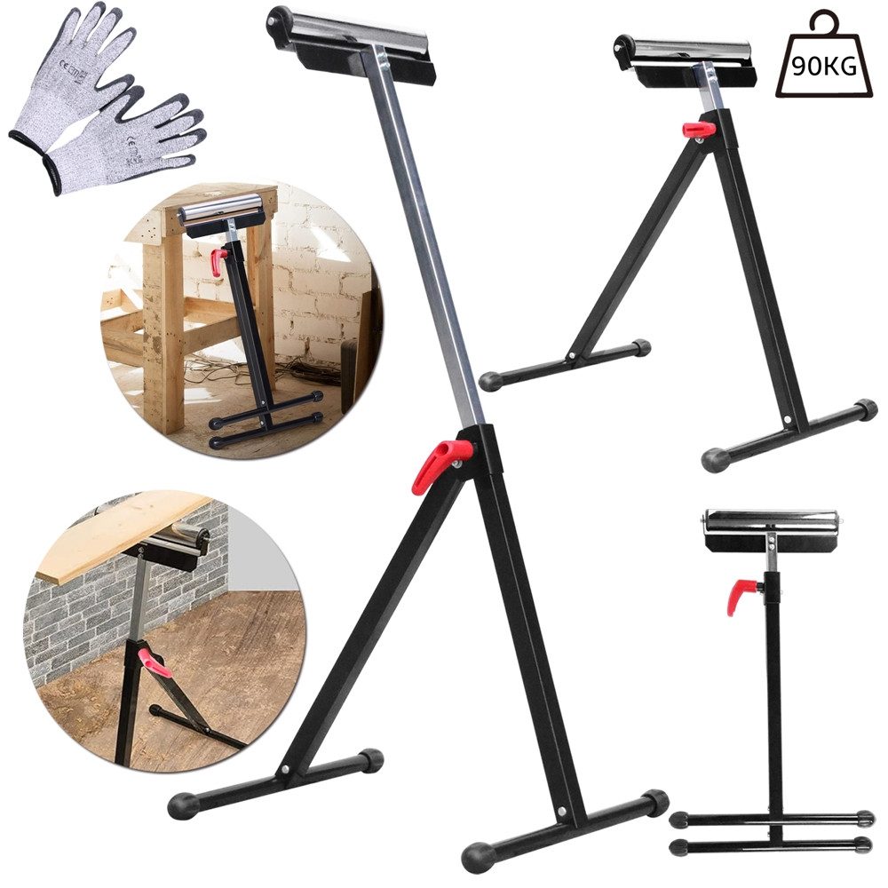 Mucola Rollenbock Rollenbock höhenverstellbar 66-105cm Rollbock Klappbock Stützbock, 90 kg max. Belastbarkeit, (1-St., inkl. 1 Paar Arbeitshandschuhe), stufenlos einstellbar