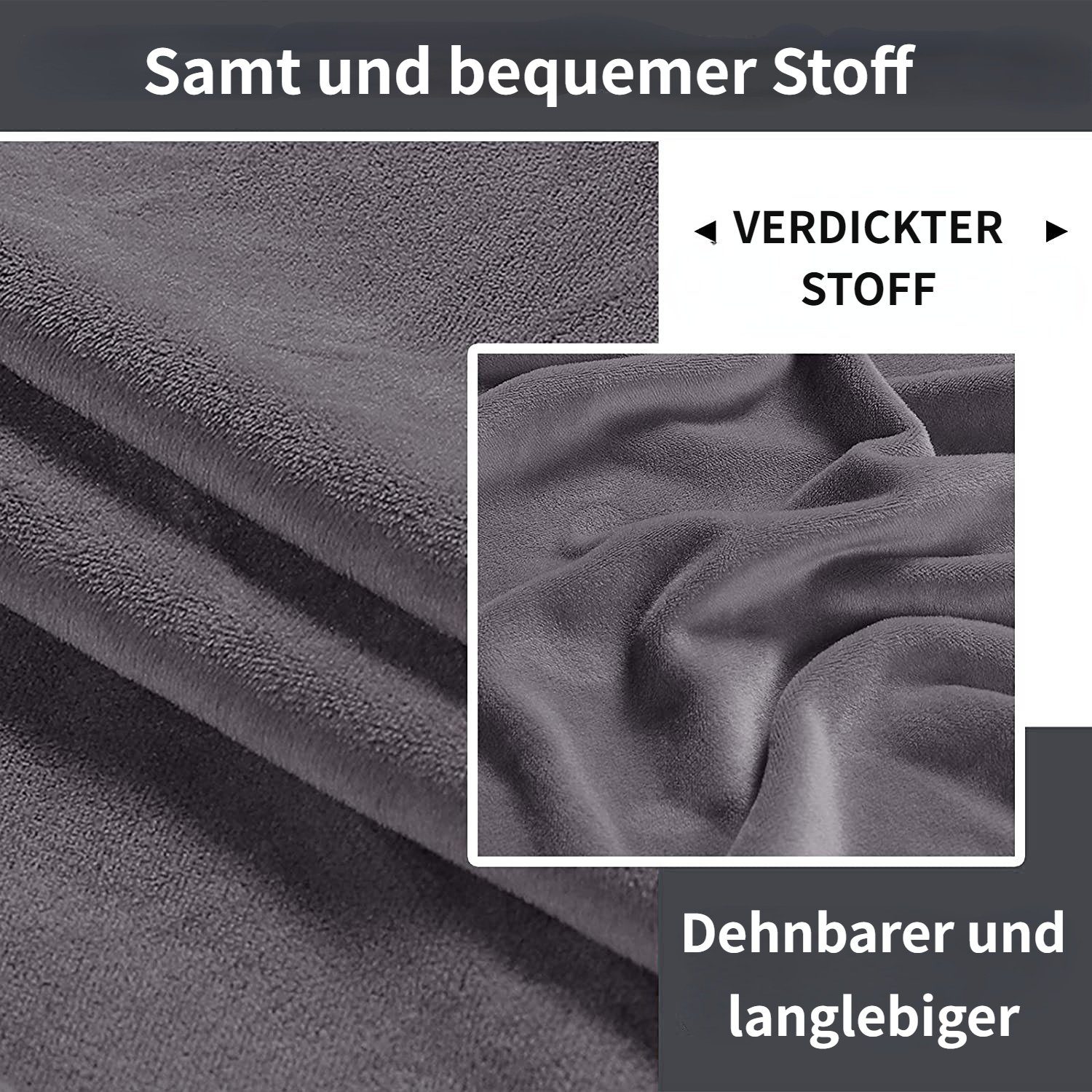 Samt-Stretch-Barhocker-Stuhlbezüge HOMEIDEAS, Grau Stuhlhusse,