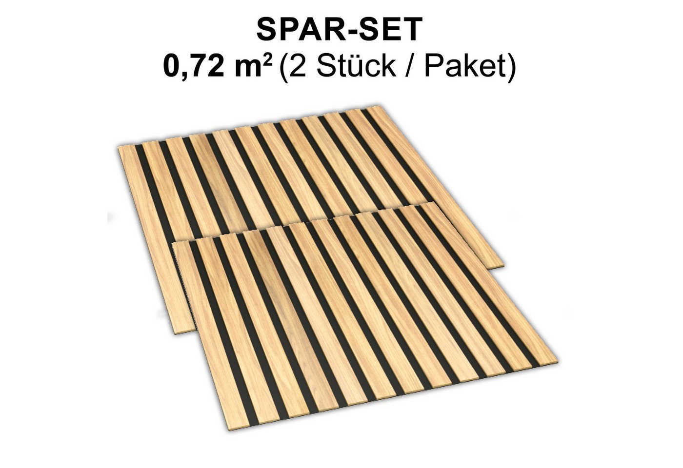 Thumbnail - Wallution 3D Wandpaneel Spar-Set 2 Akustikpaneele mit Eiche Echtholzoberfläche Premiumqualität, BxL: 60,00x60,00 cm, 0,3...