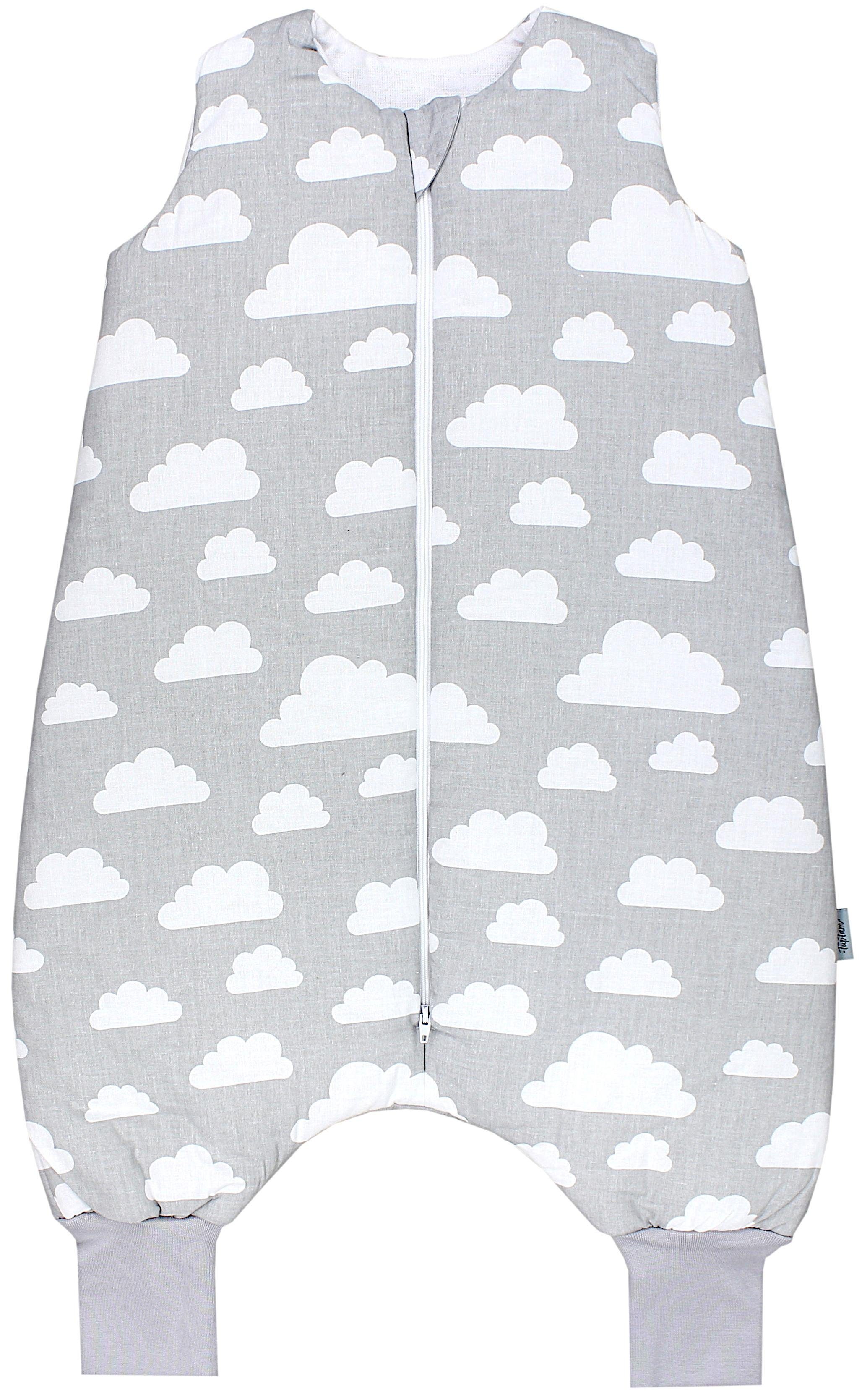 TupTam Babyschlafsack mit Beinen Winterschlafsack OEKO-TEX zertifiziert 2.5 TOG Wolken Grau