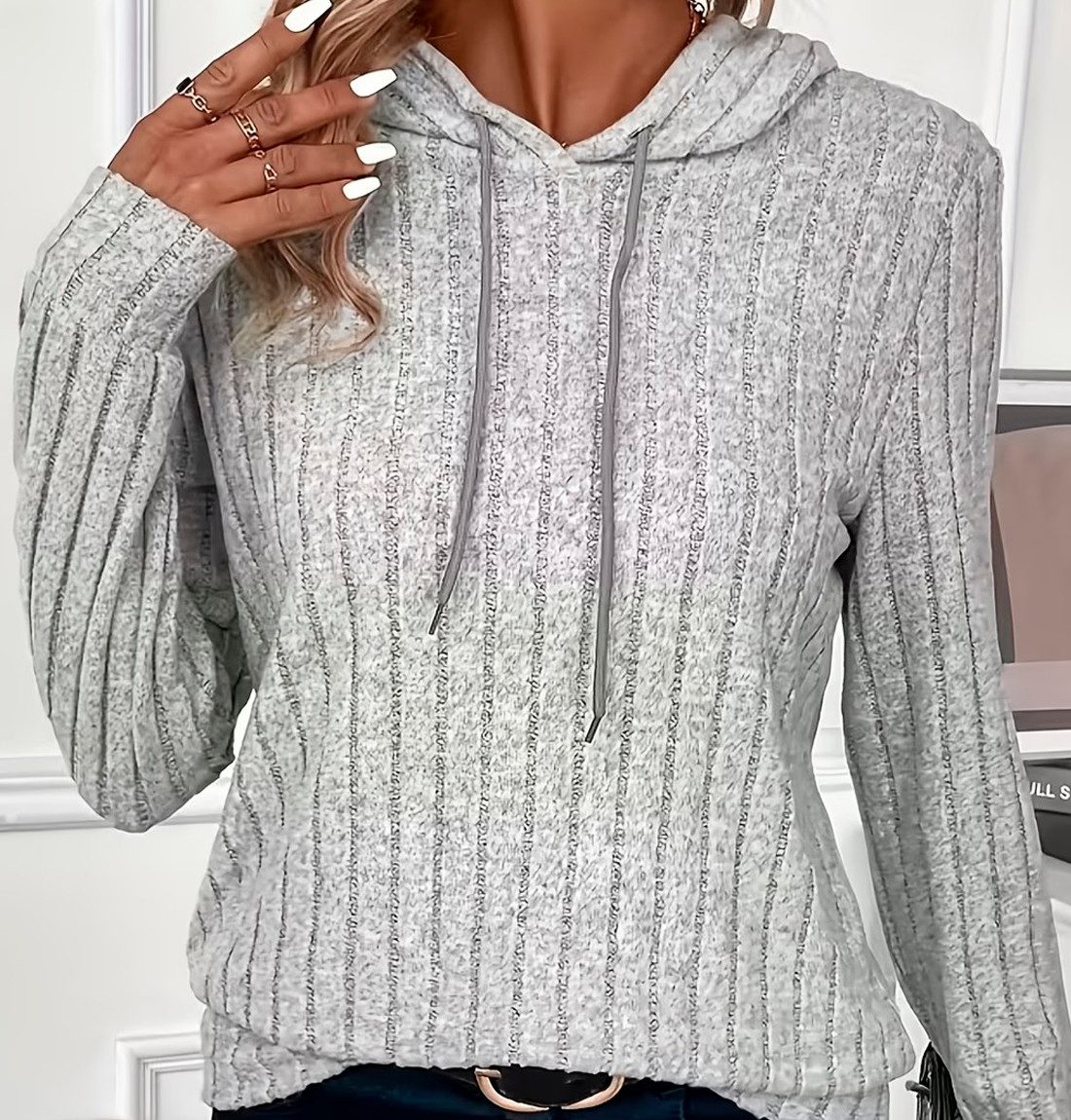 Conray Kapuzenpullover Conray Kapuzenpulli in Shirt Optik Ripp-Strick-Variante 6650