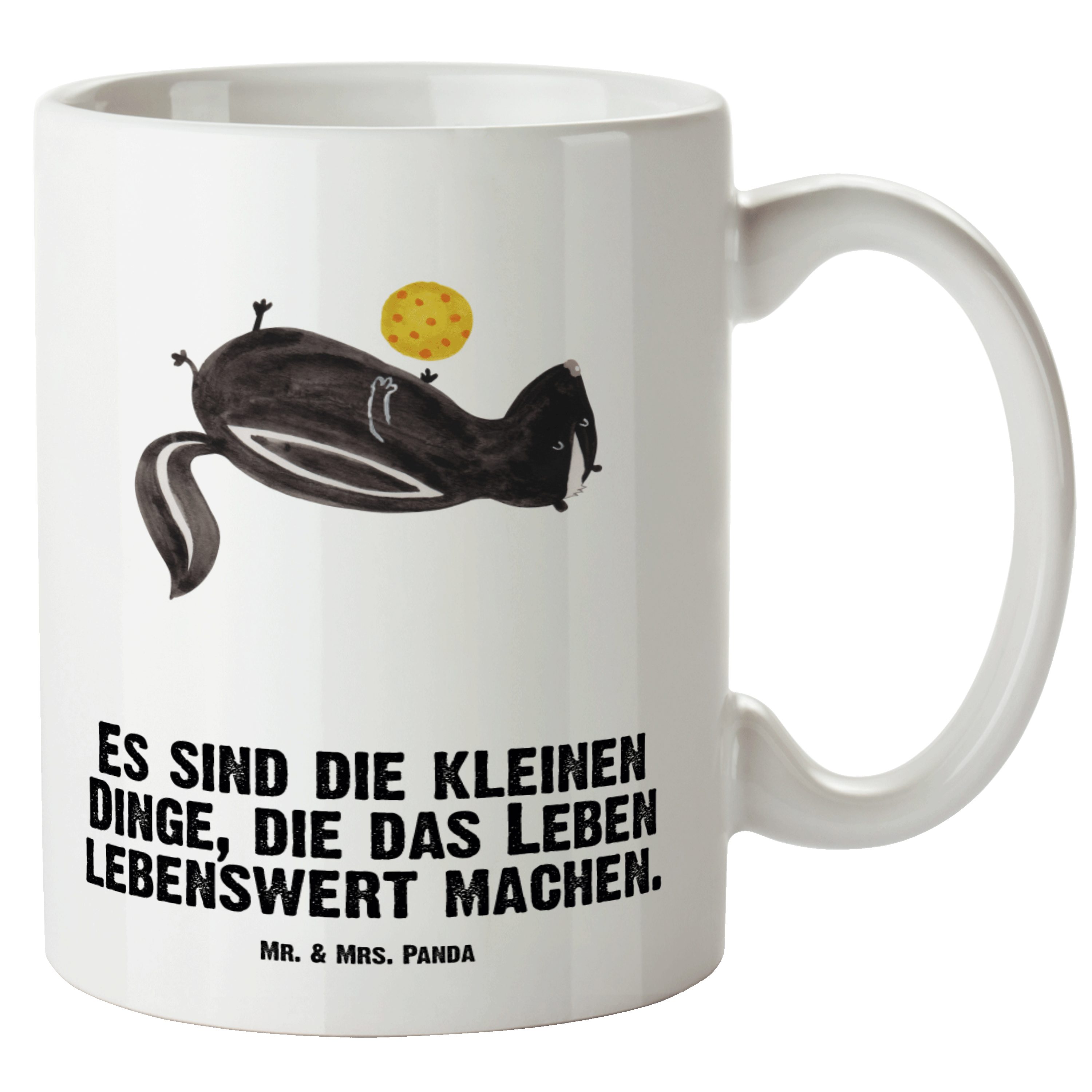 Geschenk, XL Kaffeetasse, Ball Tasse, Mrs. Weiß XL & Tasse Grosse Stink, - Tasse Keramik Stinktier Mr. - Panda