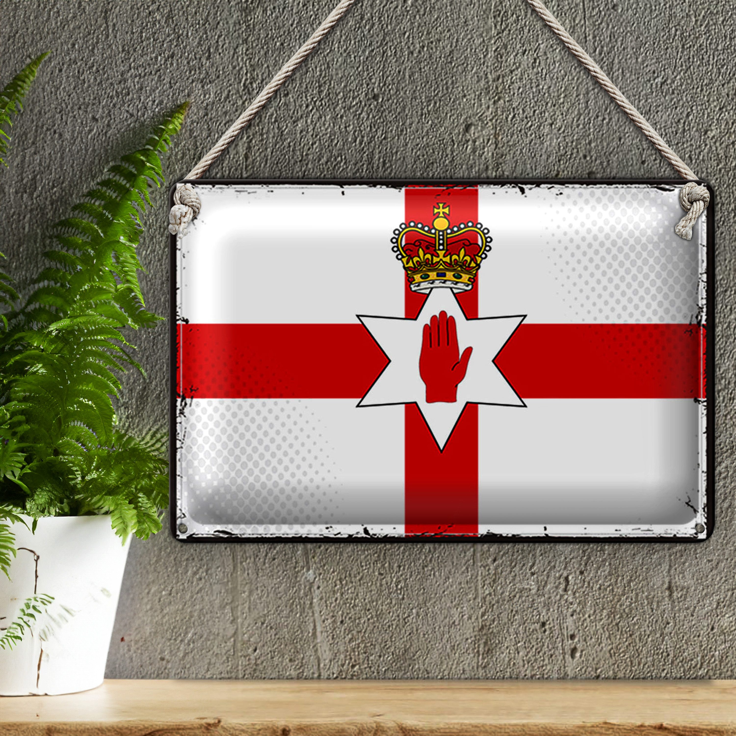 Roomando Metallschild Flagge Nordirland 18x12cm Retro Flag