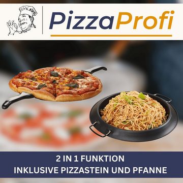 Sommertal Pizzaofen Sommertal PizzaProfi Pizzaofen, 32cm Pizzastein, mit Pfanneneinsatz, 2x Pizzaschieber, Pizzaschneider, Steinplatte
