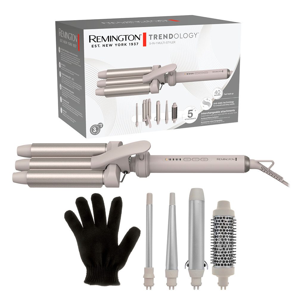 Remington Haarstyler Trendology 5-in-1 Multistyler(CI41MS5), Keramik-Beschichtung, 5 auswechselbare Aufsätze, 5 digitale Heizstufen, Auto Memory Funktion