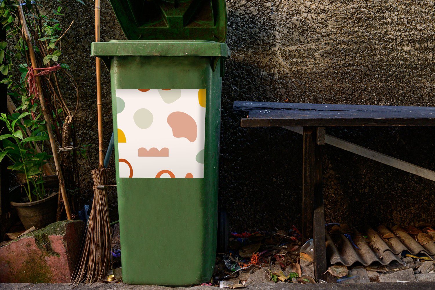 - Mülltonne, Mülleimer-aufkleber, (1 Sticker, Abfalbehälter Formulare Container, St), Wandsticker Pastell - Gestaltung MuchoWow