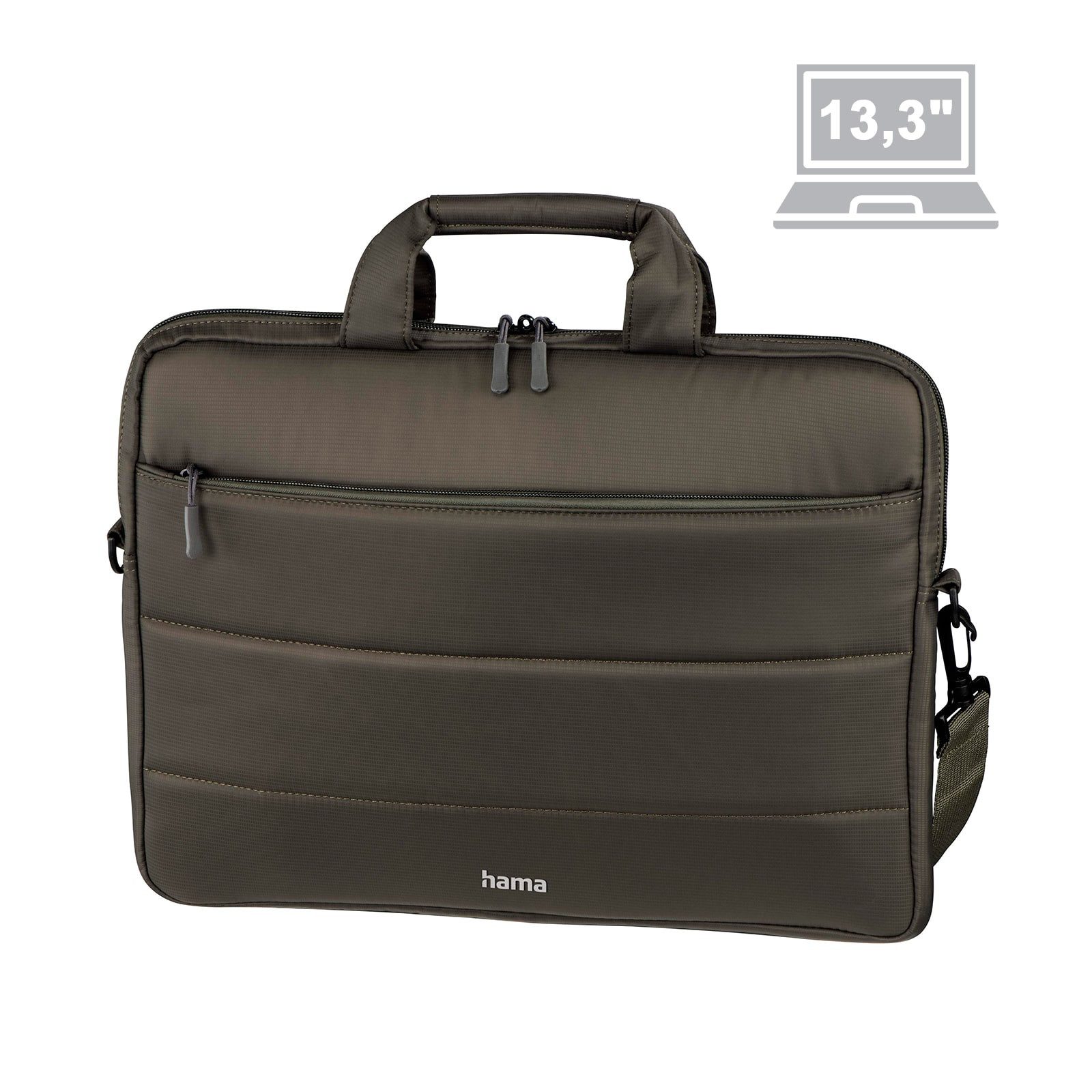 Hama Laptoptasche Toronto Oliv (Umhängetasche im Stepp-Look), für Notebooks bis 34 cm (13,3)