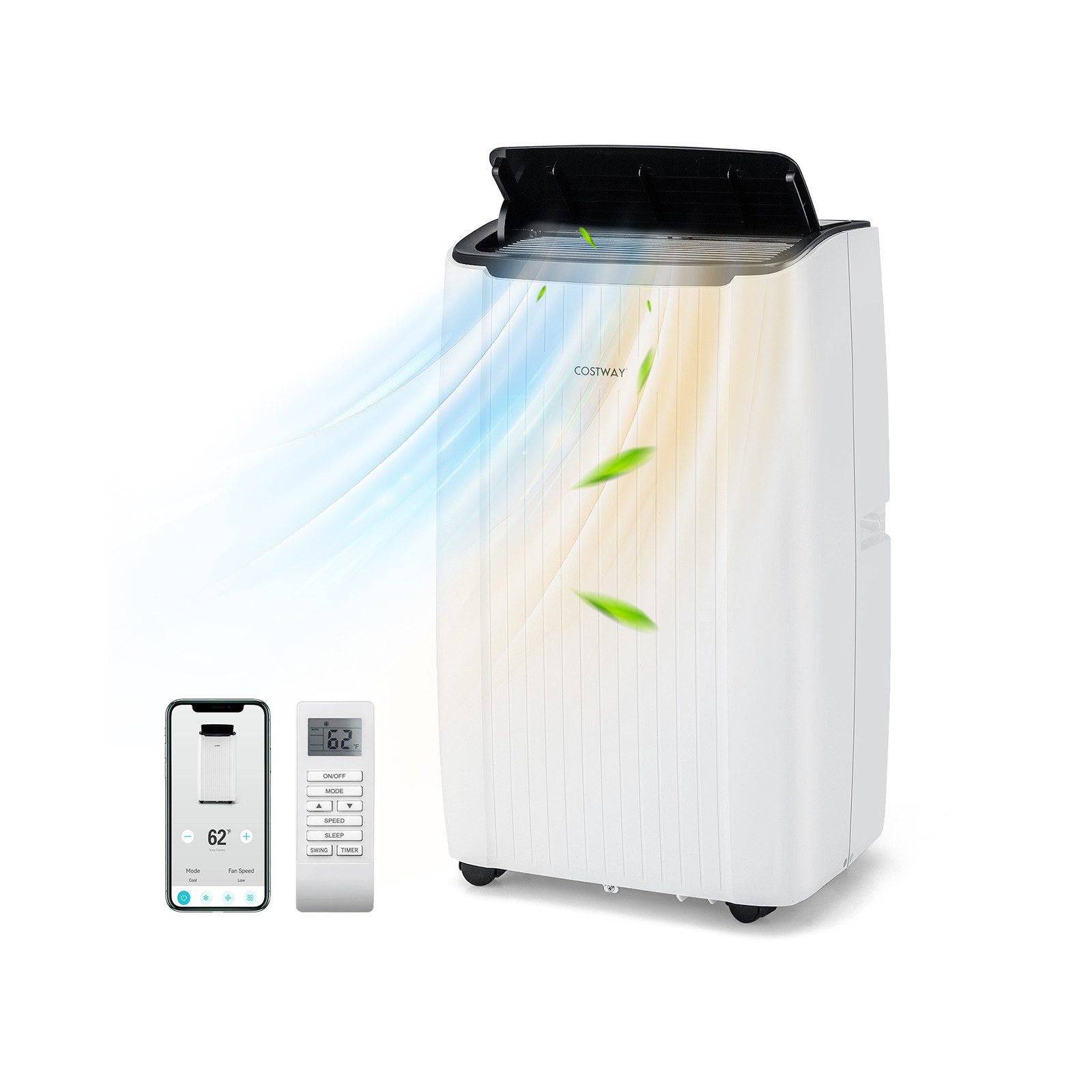 COSTWAY 4-in-1-Klimagerät, mobil, 14000BTU, für Räume bis 65m², 24H Timer günstig online kaufen