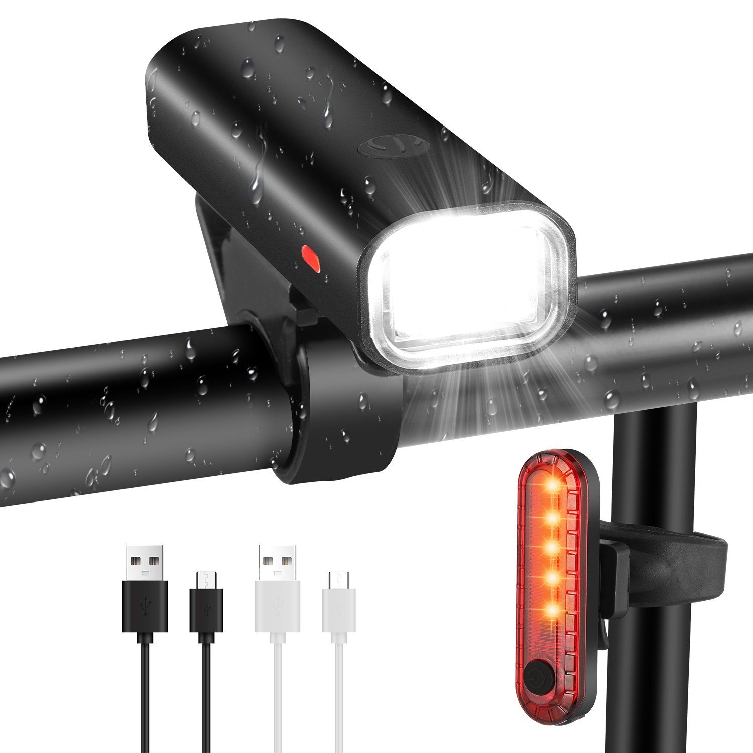 oyajia Fahrradbeleuchtung LED Fahrradlicht Set, Fahrradlampe USB Aufladbar  und Wasserdicht, Mehrere Licht-Modi, Geeignet für alle Arten von Fahrrädern