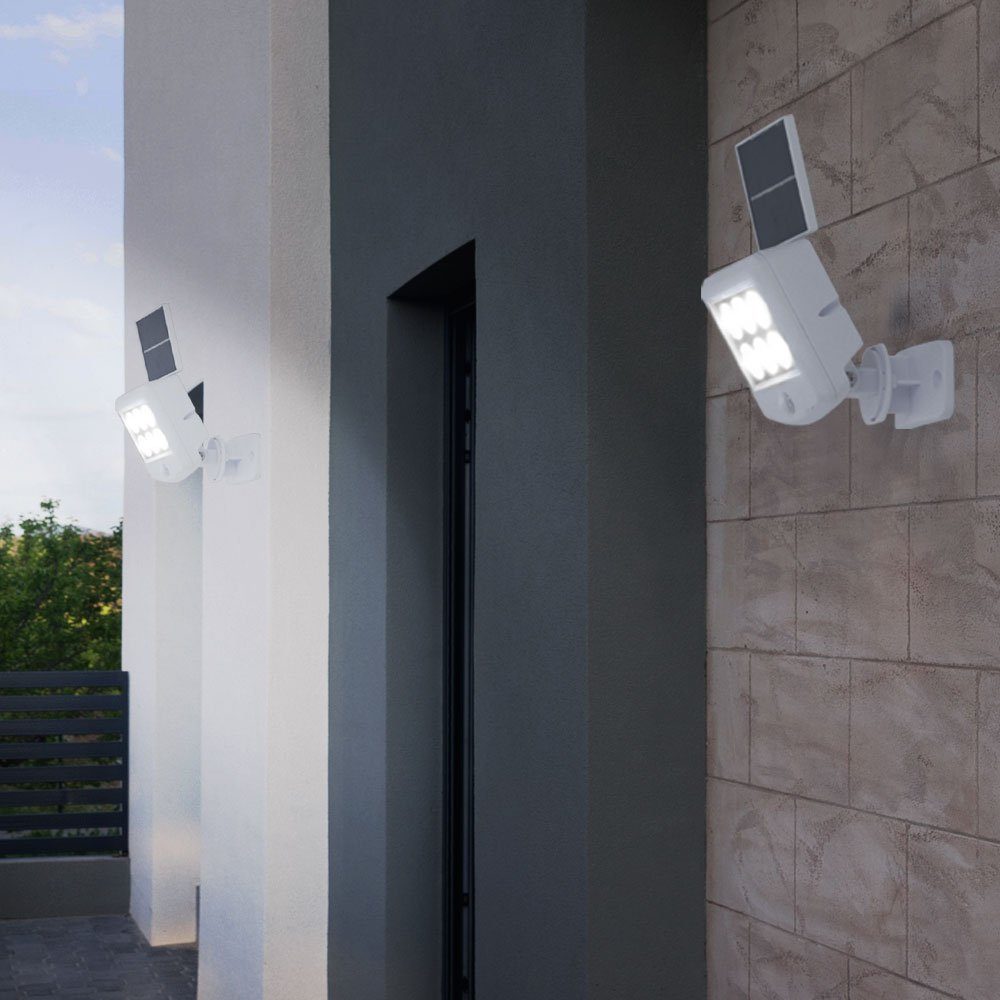 für Tageslichtweiß, mit Solarlampen LED verbaut, etc-shop Solar Außen-Wandleuchte, Kaltweiß, fest Bewegungsmelder LED-Leuchtmittel Außen