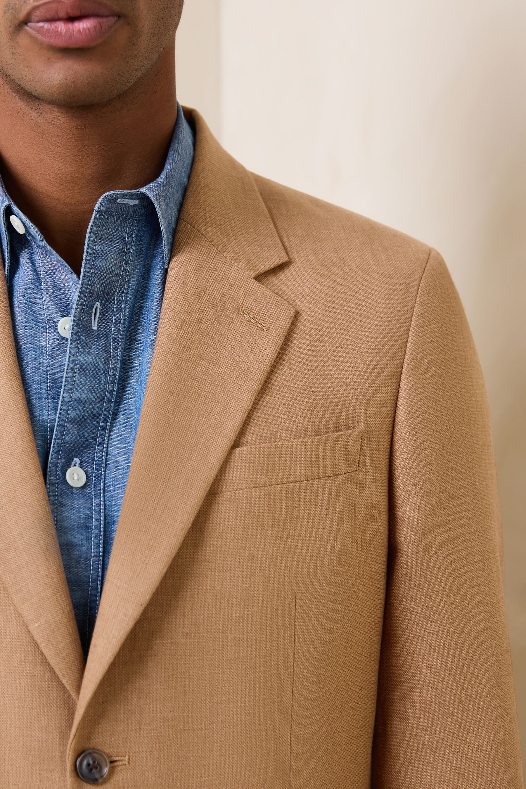 Next Anzugsakko Strukturiertes Tailored Fit Anzugsakko, Leinenmix (1-tlg) – Bild 4 von 5