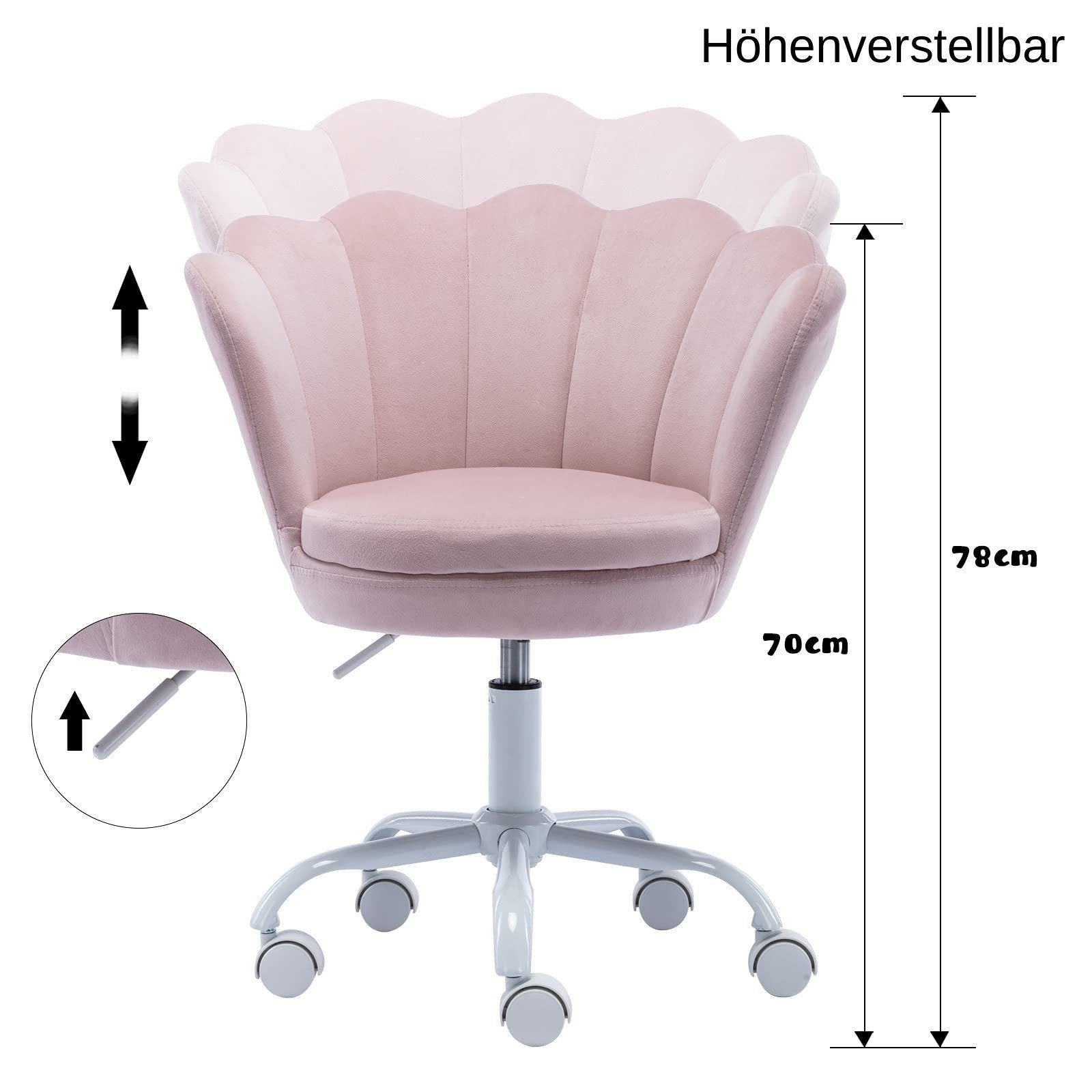 WAHSON OFFICE CHAIRS Loungesessel Kinder-Drehstuhl aus Samt/Kunstfell im Blütenblatt-Design – Bild 4 von 5