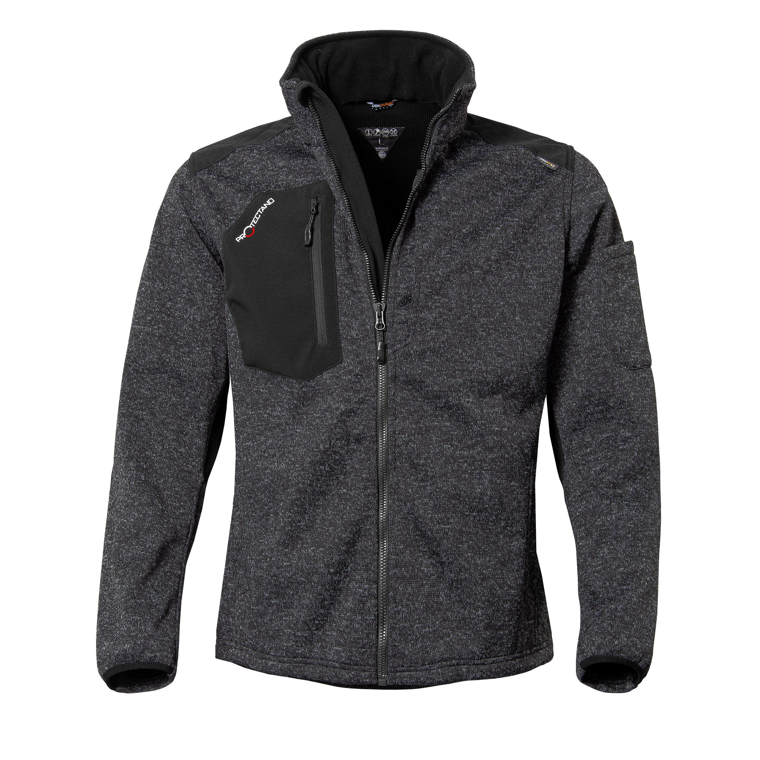 Strickfleecejacke wärmende (melange) Strickfleece-Übergangsjacke - Softshell & Cordura