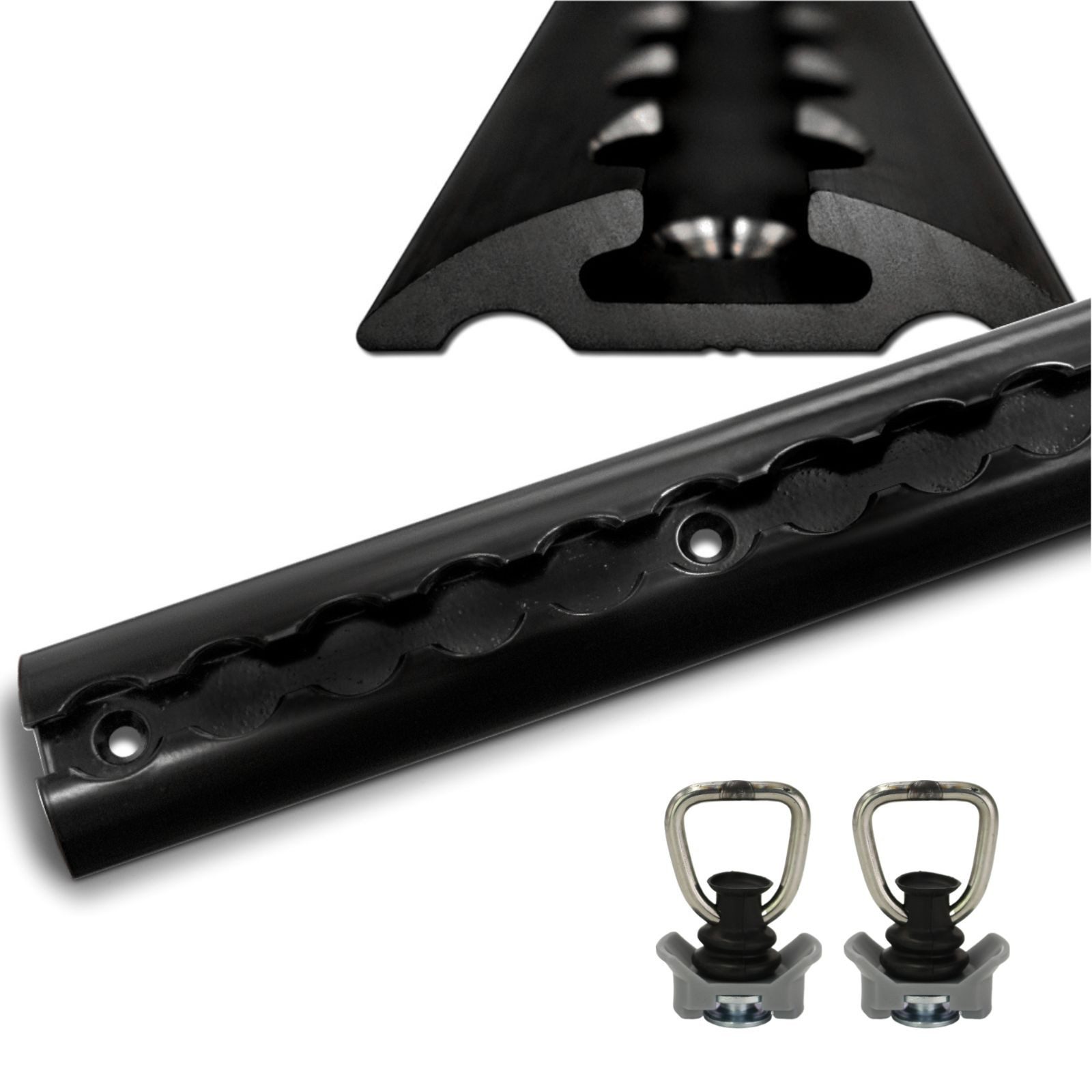 solidpro Spanngurt Airlineschiene 1x 1 Meter halbrund schwarz mit 2x Fitting (Set, 1-St., mit 2 Zurrösen)