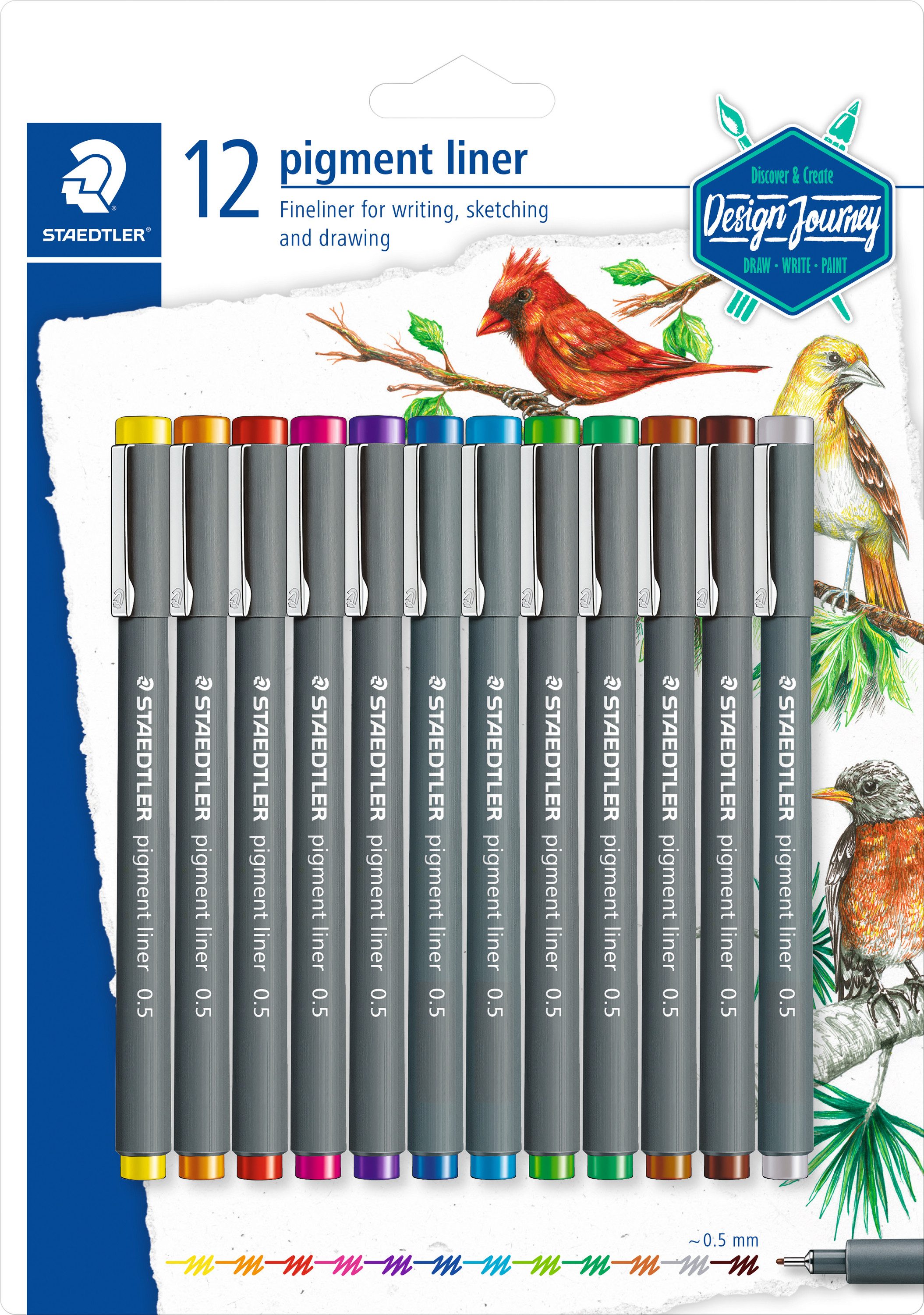 STAEDTLER Fineliner Pigment Liner, 12 Stück