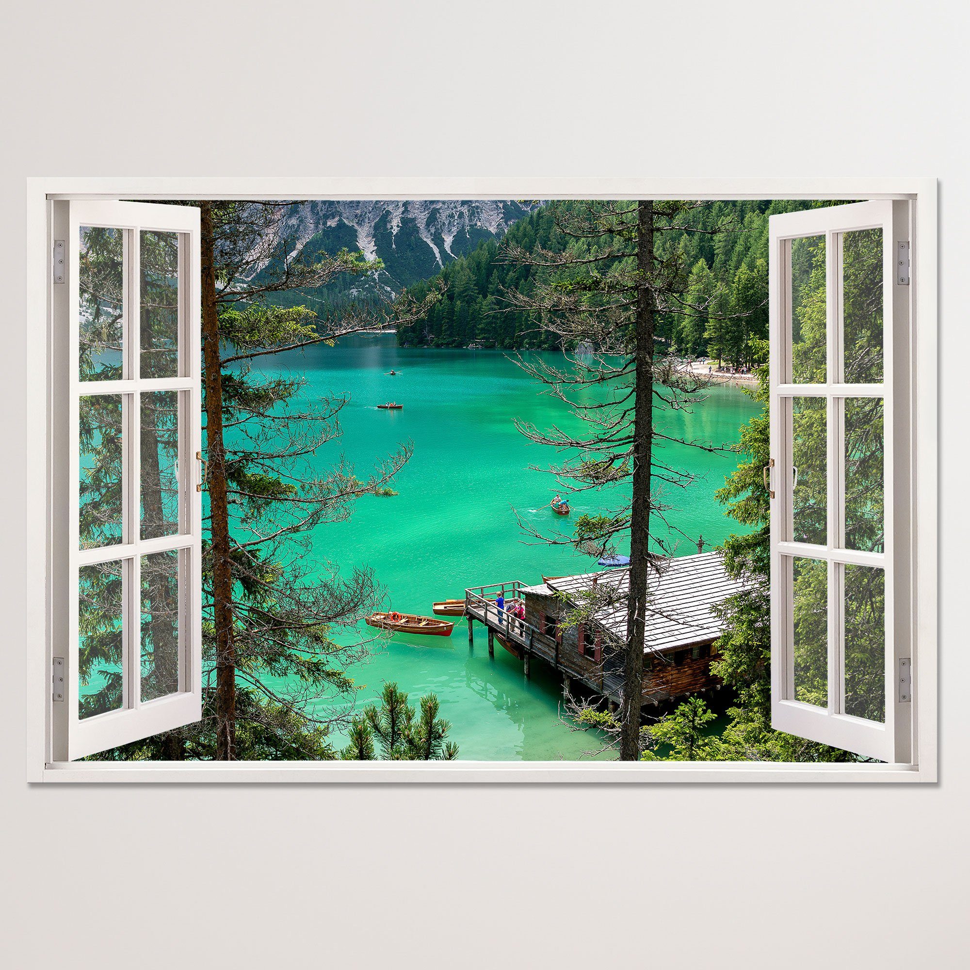 WallSpirit Leinwandbild "Fenster mit Aussicht", Bergsee, günstig online kaufen