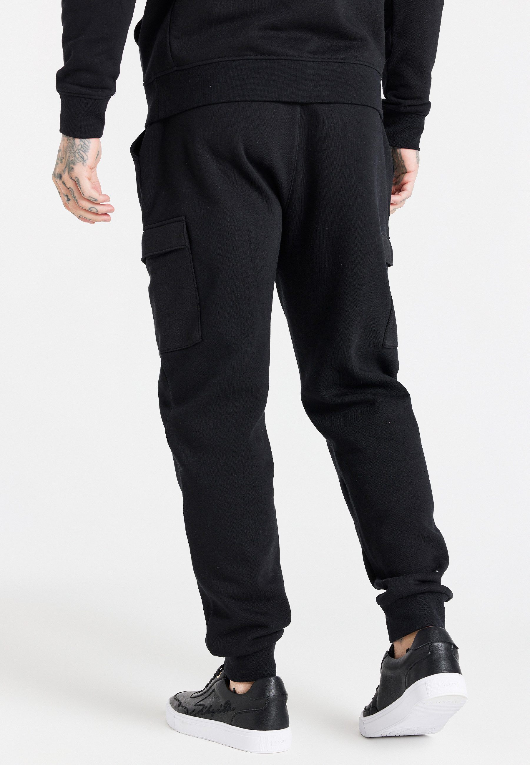 Siksilk Jogger Pants SikSilk Herren Schwarze Essential Cargo Jogginghose günstig online kaufen