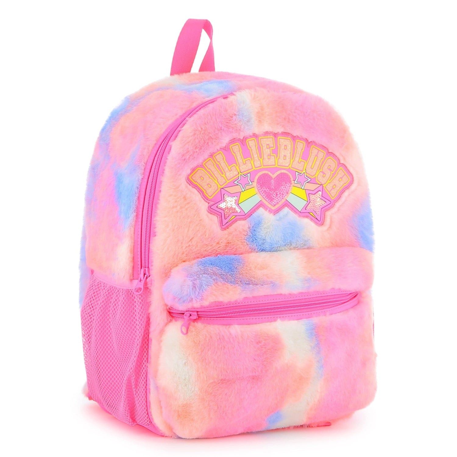 Billieblush Kinderrucksack BILLIEBLUSH Flauschiger Rucksack Schultasche mit Herz Stern und Regenb