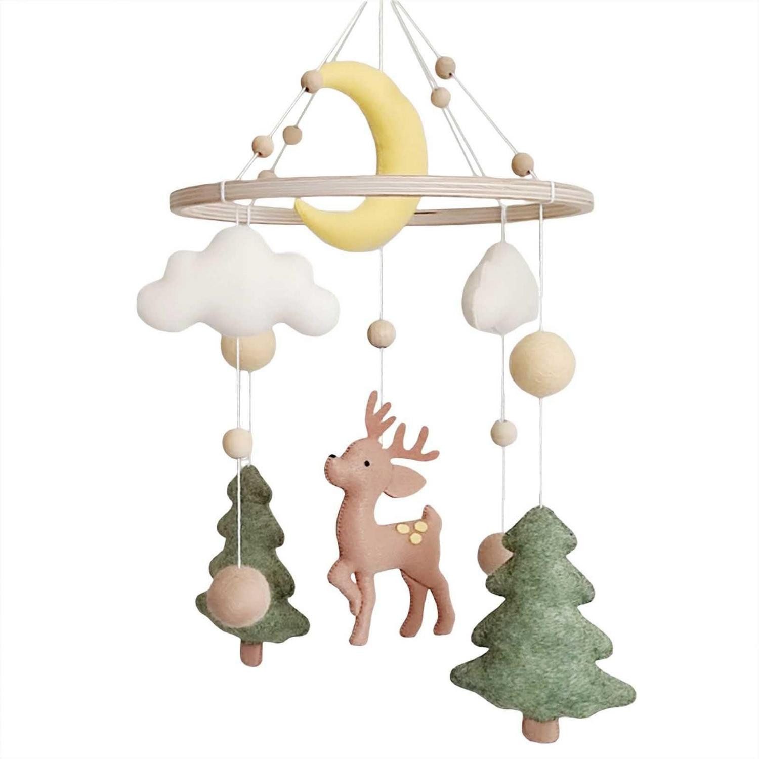 LuxusKollektion Mobile Baby Mobile Hirsch Wald Filz Bambus fürs Kinderbett