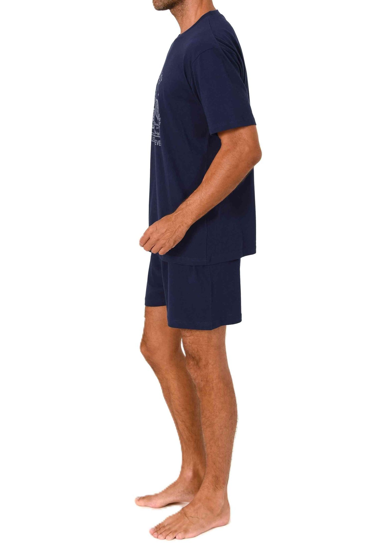 Normann Pyjama Normann Herren kurzarm Schlafanzug Shorty Pyjama mit Frontprint – Bild 2 von 5