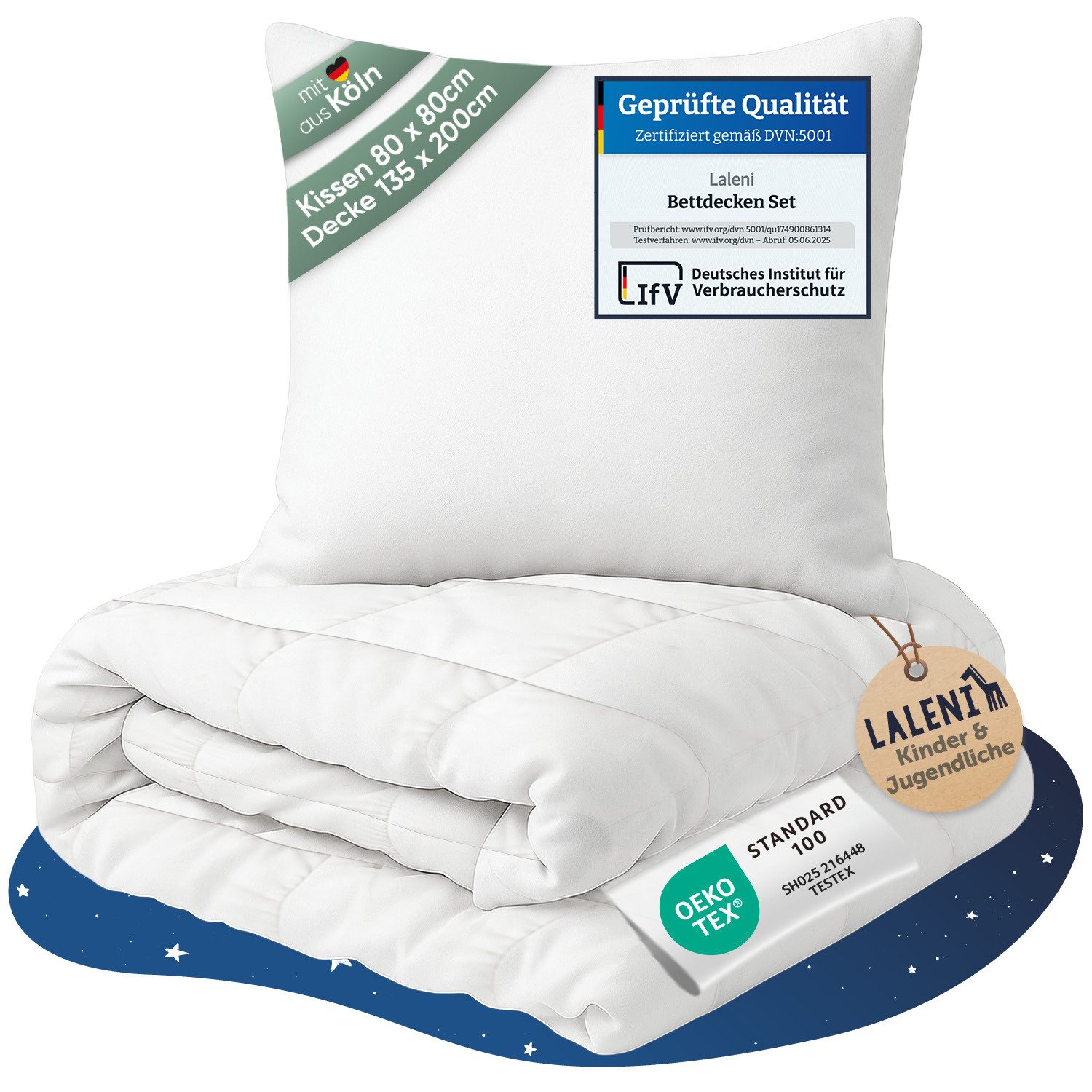 Laleni Babybettdecke Baby Bettdecke und Kissen Set - OEKO-TEX zertifiziert, Baby Decke und Kissen Set - waschbare Kinderdecke