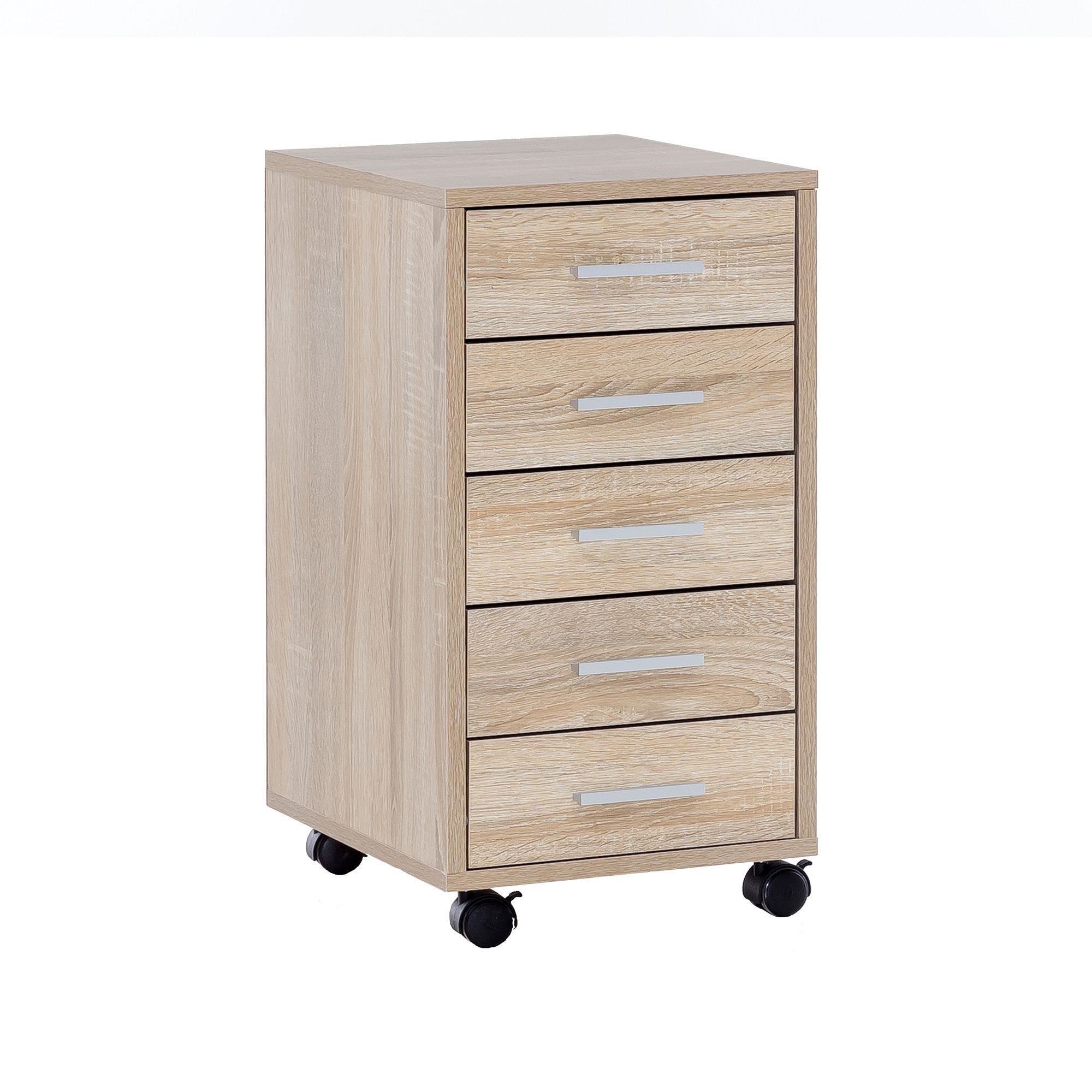 Rollcontainer Rollcontainer Sonoma 33 x 63 x 38 cm Holz Schubladenschrank Schreibtis