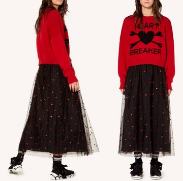 RED VALENTINO Strickpullover VALENTINO RED Heart Breaker Cropped Distressed Wool Cashmere Jumper P