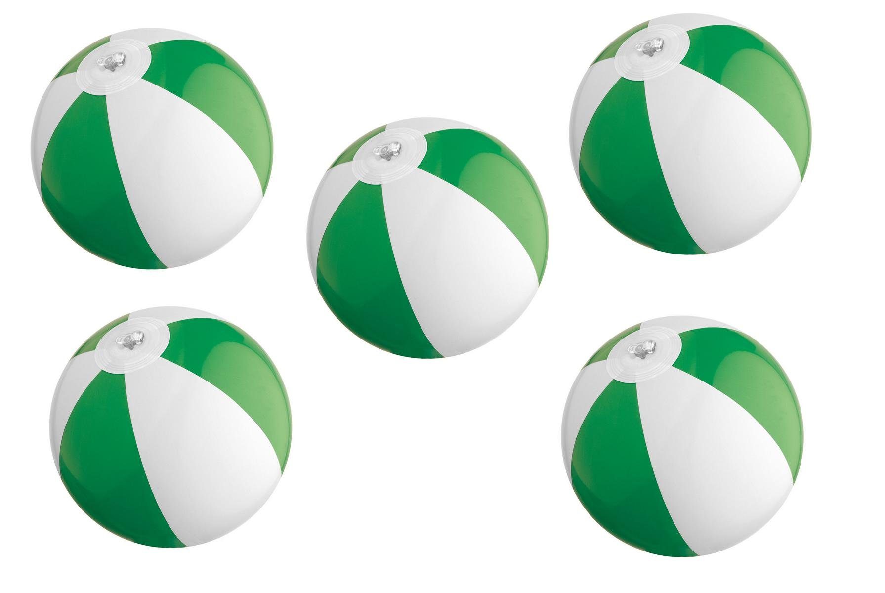 Wasserball 5x Mini Strandball / Wasserball / Farbe: grün-weiß
