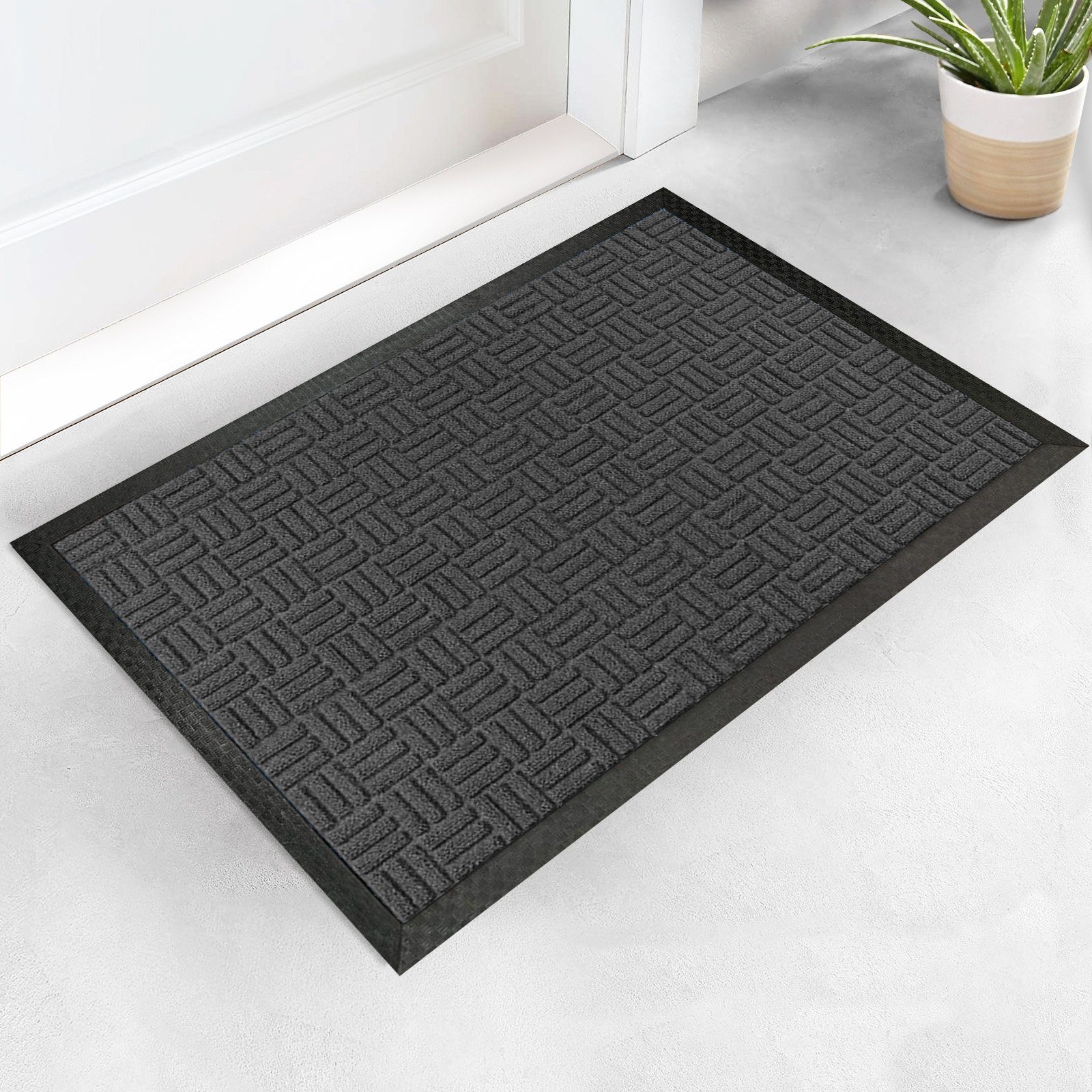 Floordirekt Fußmatte Türmatte Ocean Scrubber-Struktur Anthrazit, 3 Größen, Sauberlaufmatte, rechteckig, Höhe: 9 mm