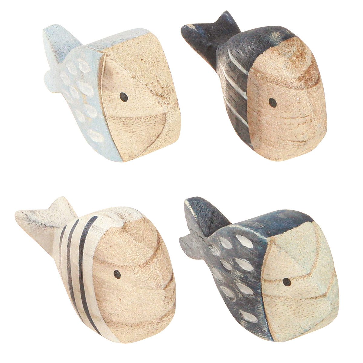 Dekofigur Holzfische Deko Set Maritim Blau Weiß 8 St 8-9cm