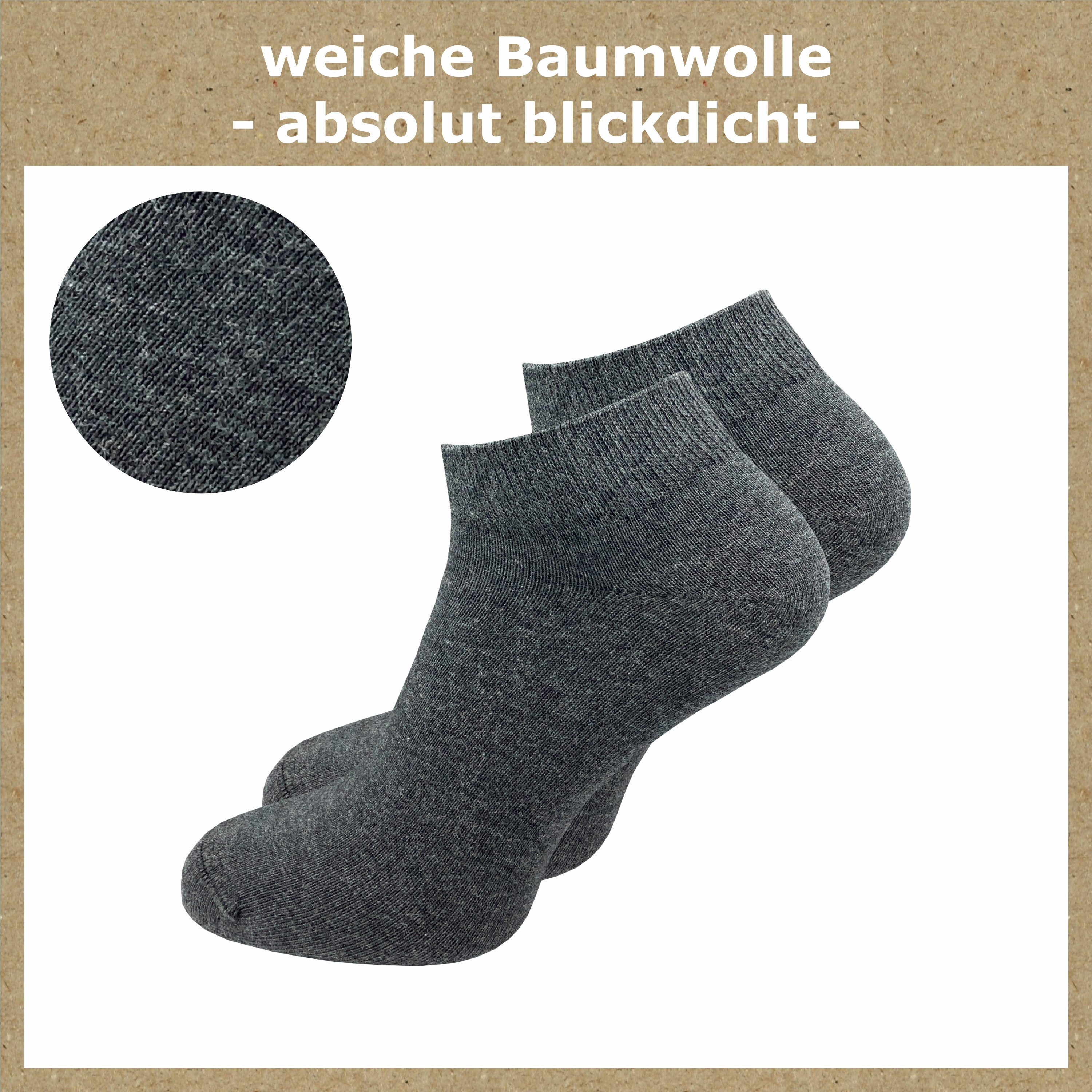 GAWILO Sneakersocken aus 100% Baumwolle für Damen (6-Paar) ohne drückende Naht über den Zehen - atmungsaktiv - absolut blickdicht