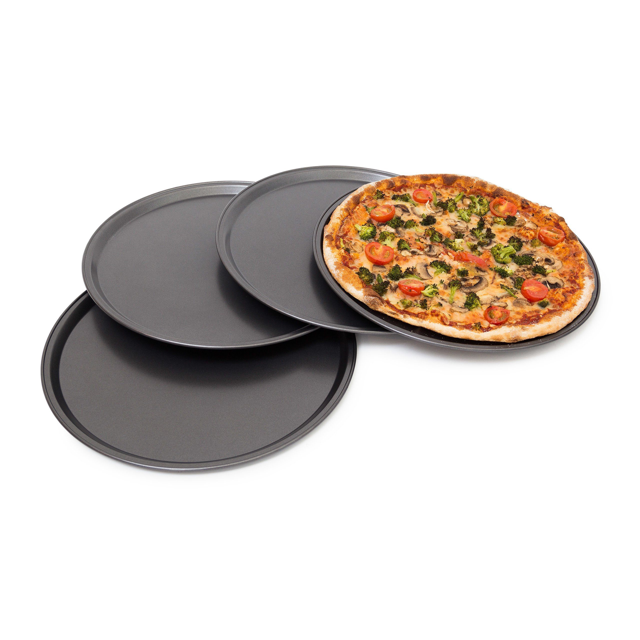 Pizzablech relaxdays Pizzablech Stahl rund Set, 4er