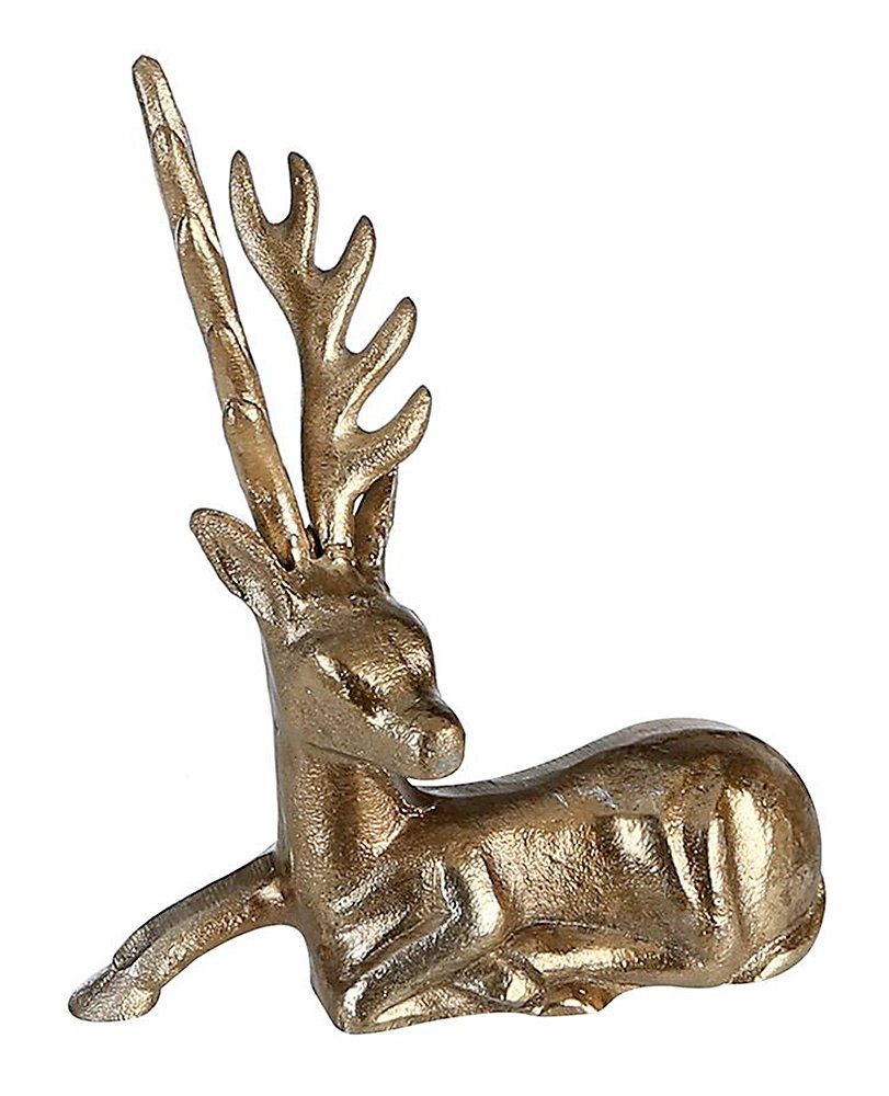 Tierfigur Hirschfigur, liegend, Weihnachtsdeko, Tierfigur, Skulptur, H 28 cm