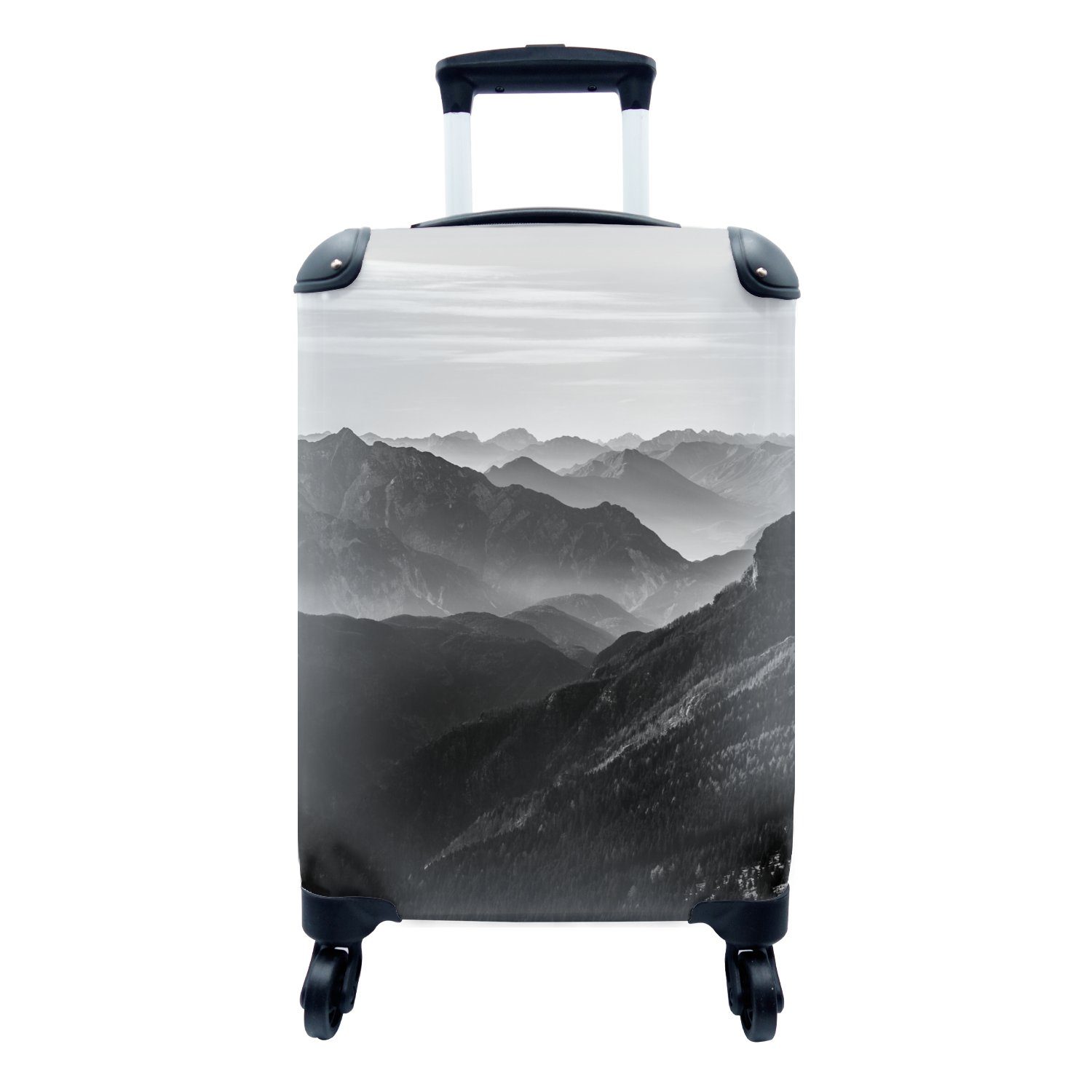 Nebel, Berge Handgepäck - Trolley, - Natur Rollen, für 4 MuchoWow Reisekoffer Handgepäckkoffer Reisetasche rollen, Ferien, mit