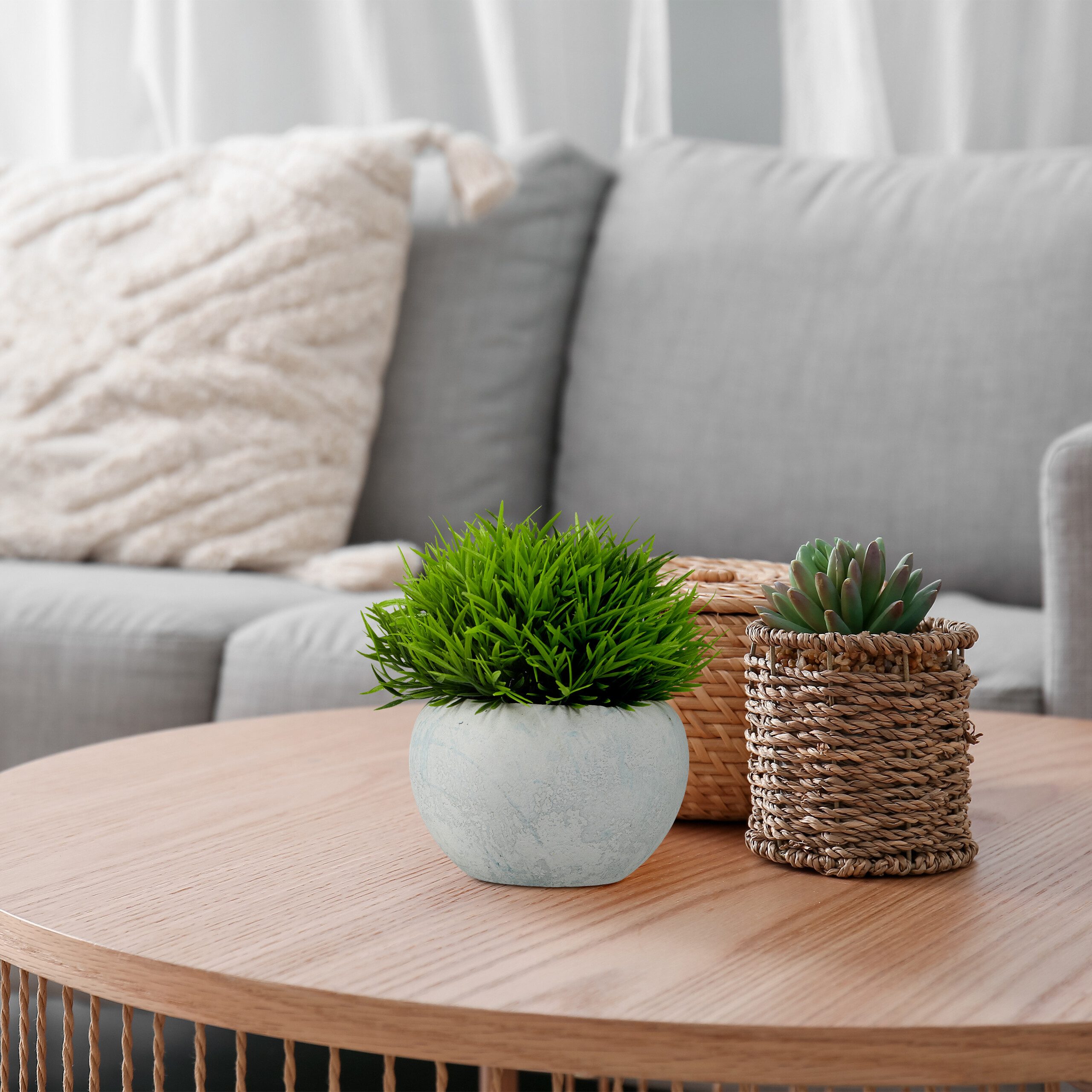 Kunstpflanze im Topf 3er Set Gras, relaxdays, Höhe 12 cm, B günstig online kaufen