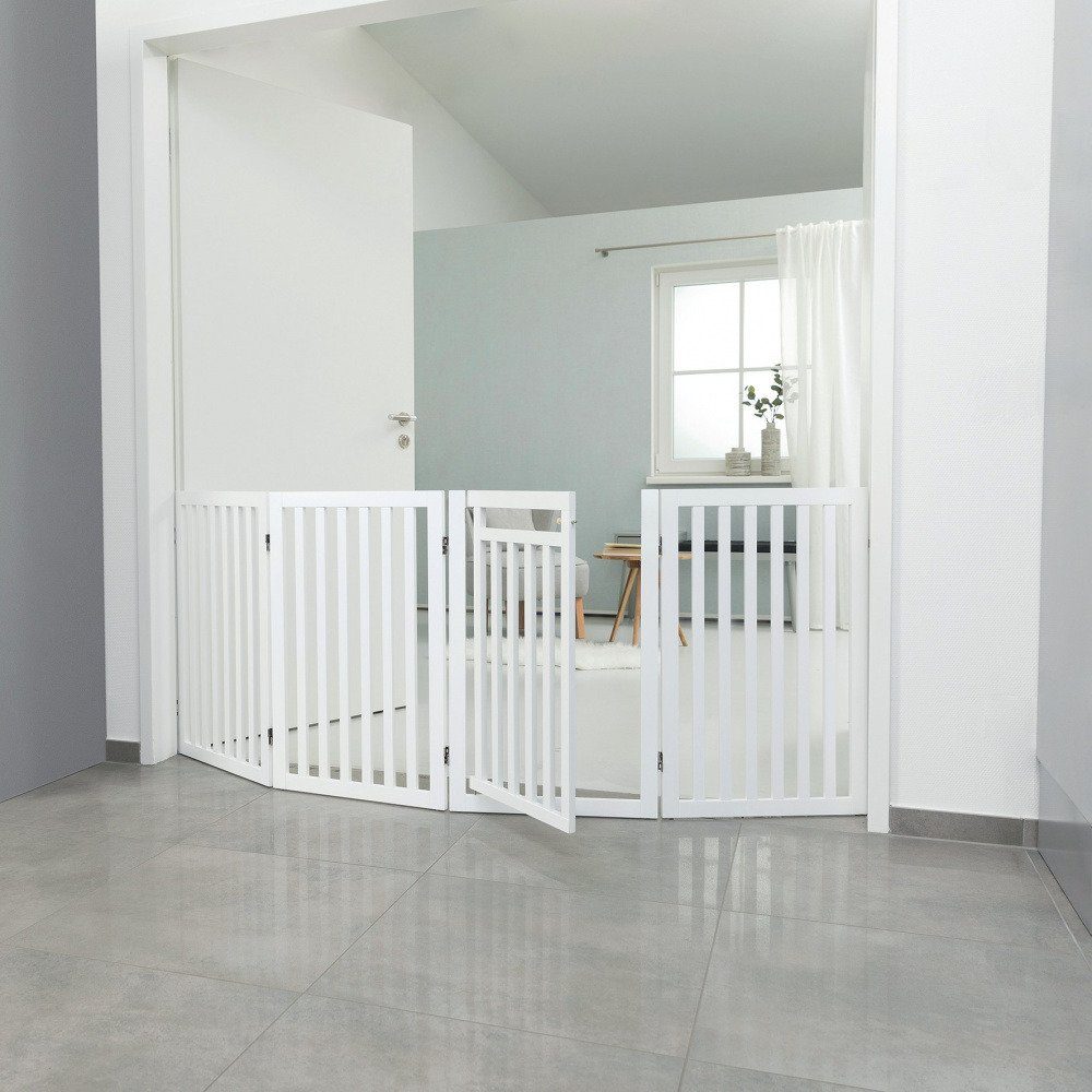 TRIXIE Hundegitter Hunde-Absperrgitter 4-teilig, mit kleiner Tür