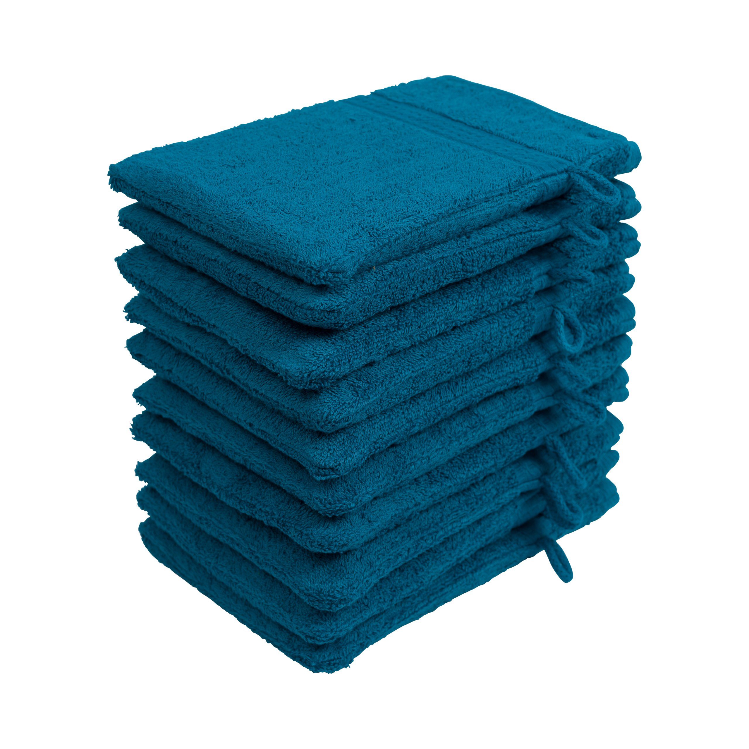 verschiedenen Textiles Premium & in Türkis Hometex Waschhandschuh vielen 10er im Waschhandschuh Set praktischen Farben