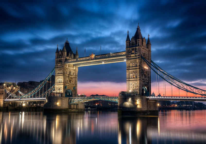 wandmotiv24 Fototapete Tower bridge London, glatt, Wandtapete, Motivtapete, matt, Vliestapete