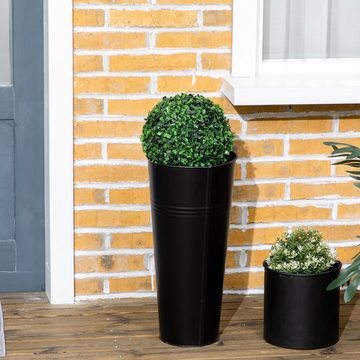 Kunstpflanze UV-beständige Zimmerpflanze, mit Blumentopf Buchsbaum, HOMCOM, Höhe 60 cm, Wohnzimmerdeko für Garten, Balkon, PEVA, Grün