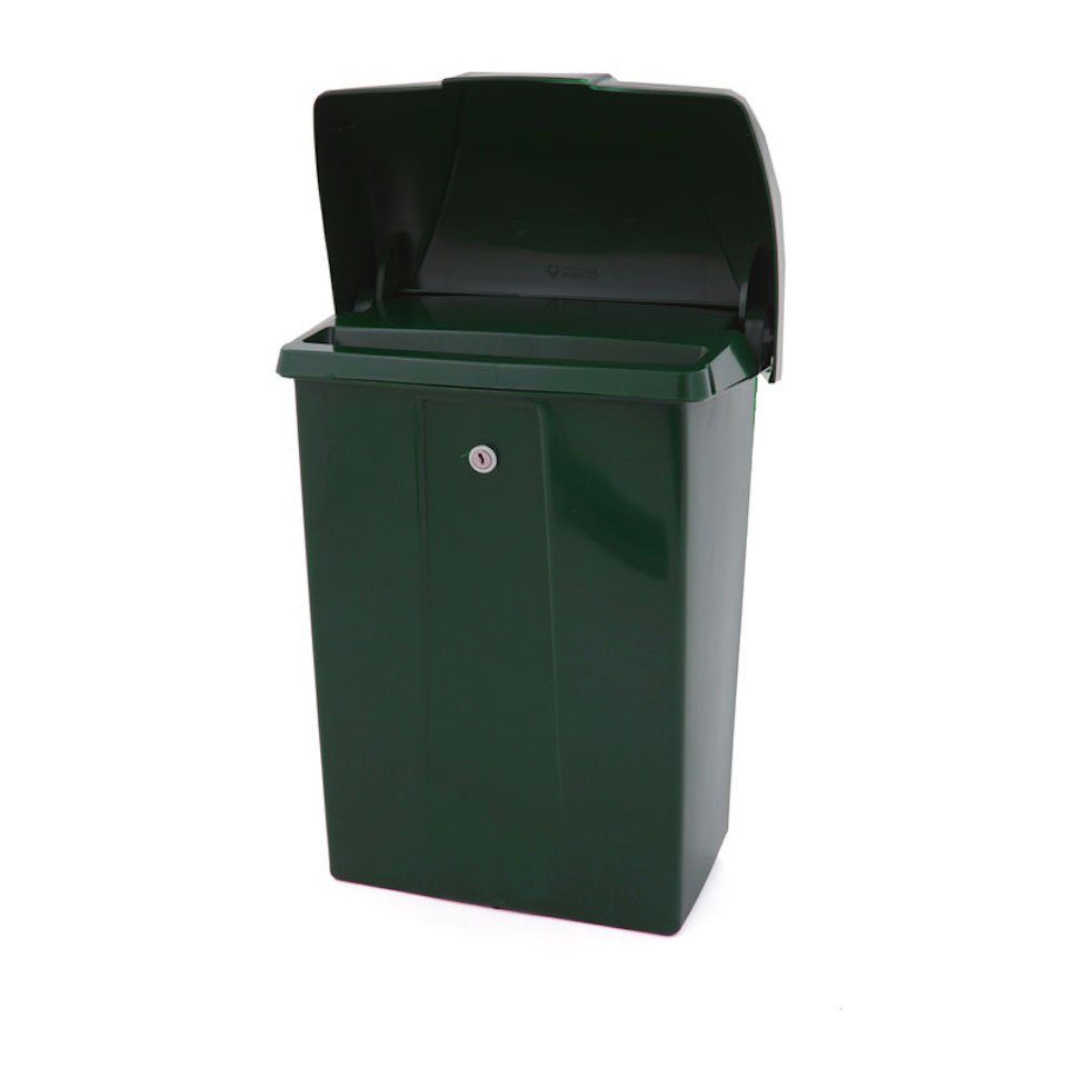 PROREGAL® Mülleimer Wandbriefkasten aus Kunststoff, 44x31x20cm, Grün HxBxT