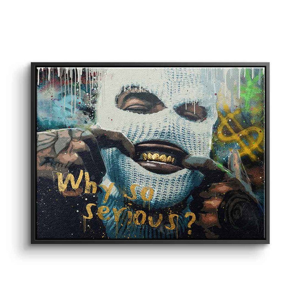DOTCOMCANVAS® Leinwandbild, Leinwandbild Bad Guy why so serious golden grillz graffiti Gangster st schwarzer Rahmen