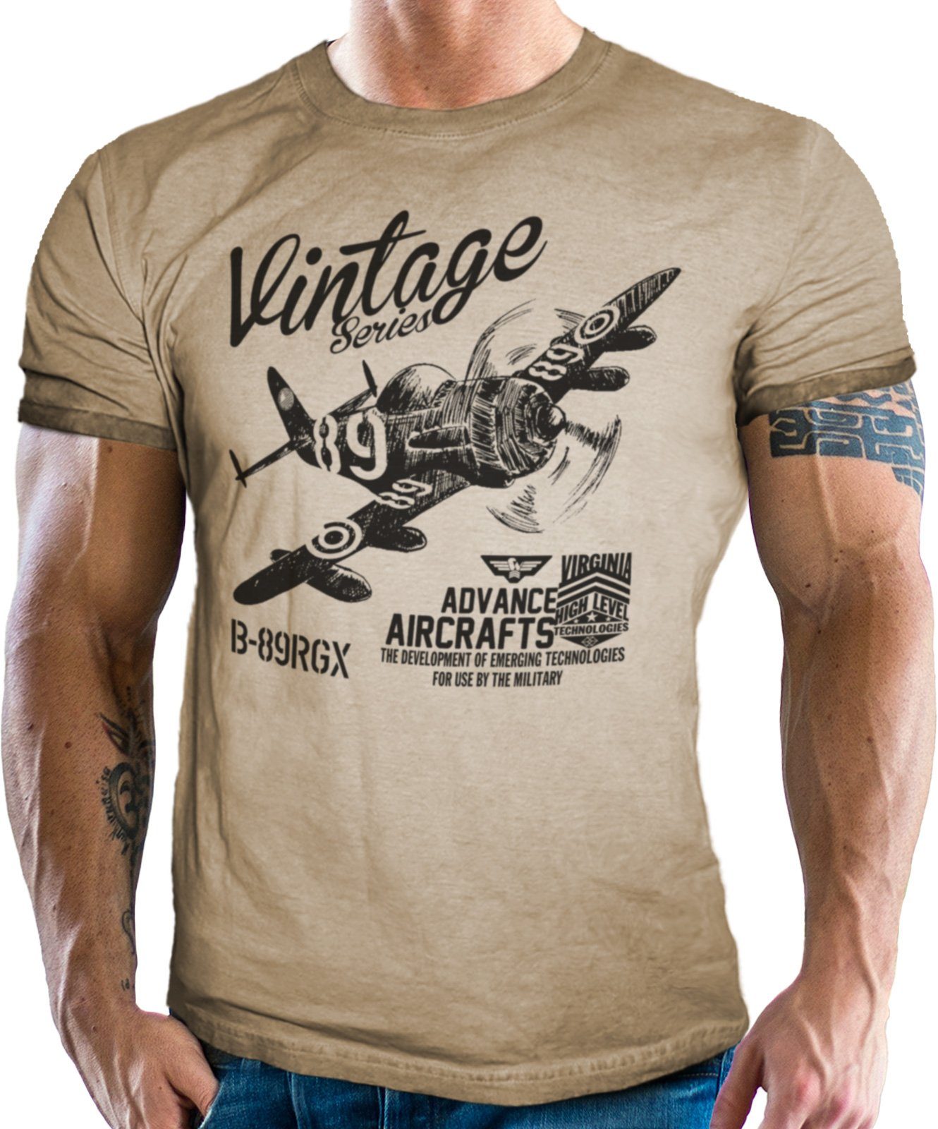 GASOLINE BANDIT® T-Shirt für Airborne Racing US-Airforce Fans: Vintage Air