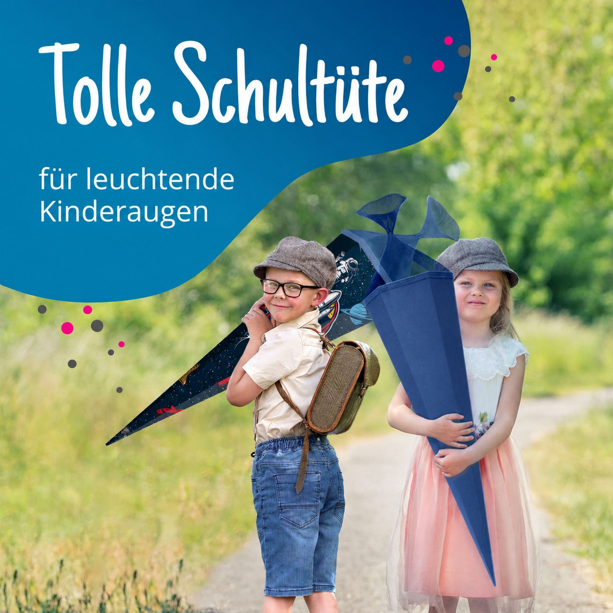 itenga Schultüte itenga Bastelschultüte mit Verschluss BLAU 6eckig 85cm – Bild 2 von 5