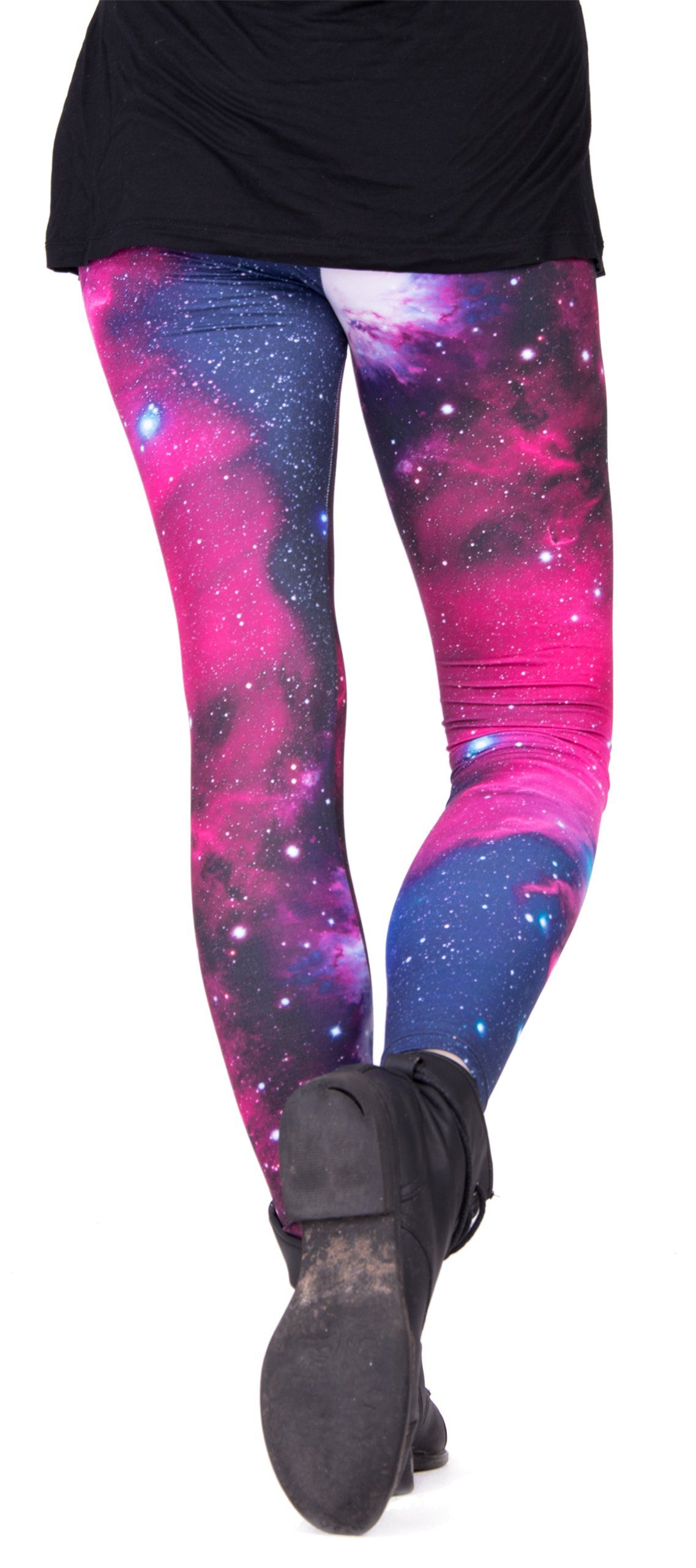 cosey Leggings Festival Leggings mit buntem Allover-Print, 2 Größen (XS–S & M–L) (36/M bis 40/L) Galaxy