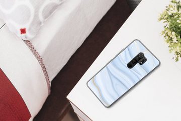 MuchoWow Handyhülle Marmor - Welle - Blau - Muster - Marmoroptik - Pastell, Phone Case, Handyhülle Xiaomi Redmi 9, Silikon, Schutzhülle