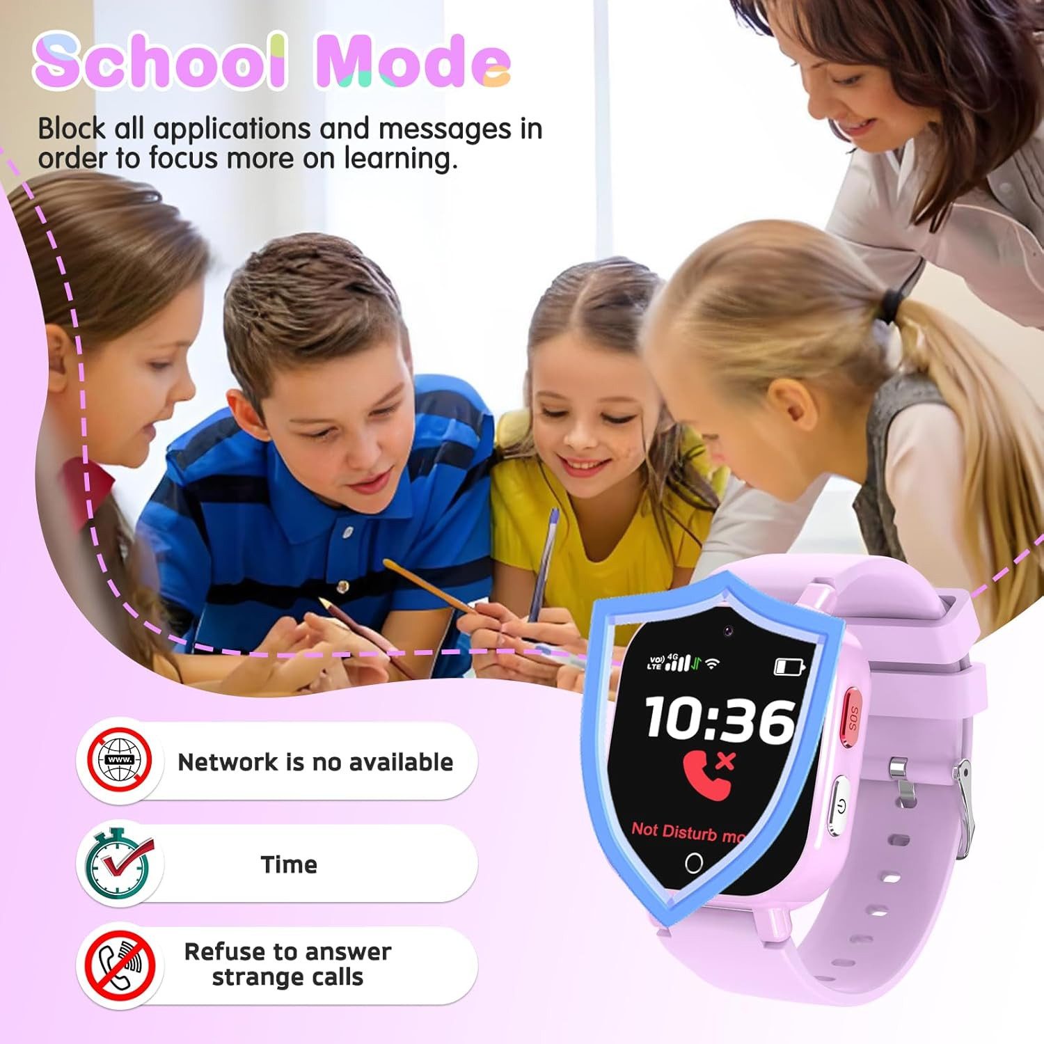 CATGIFF Smartwatch (2,5 cm, sim-karte), Kinder Smartwatch mit sicheren Funktionen
