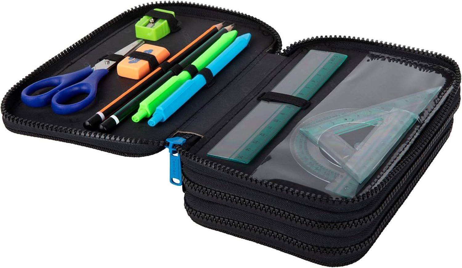 GOLDKIDS Federmäppchen Federtasche 3-fache Federmappe 46-teilig, (gefüllte Schüleretui Stifte und Pinsel, 1-tlg., inkl. Aufgabenheft Federbox Etui), Stiftetasche Schlamper-Etui Schul-Etui Xplay Pad Game