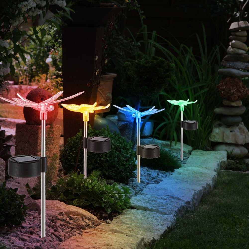 etc-shop LED Licht LED-Leuchtmittel Gartenbeleuchtung Farbwechsel, Solarlampe Schmetterling Beleuchtung fest verbaut, Solarleuchte