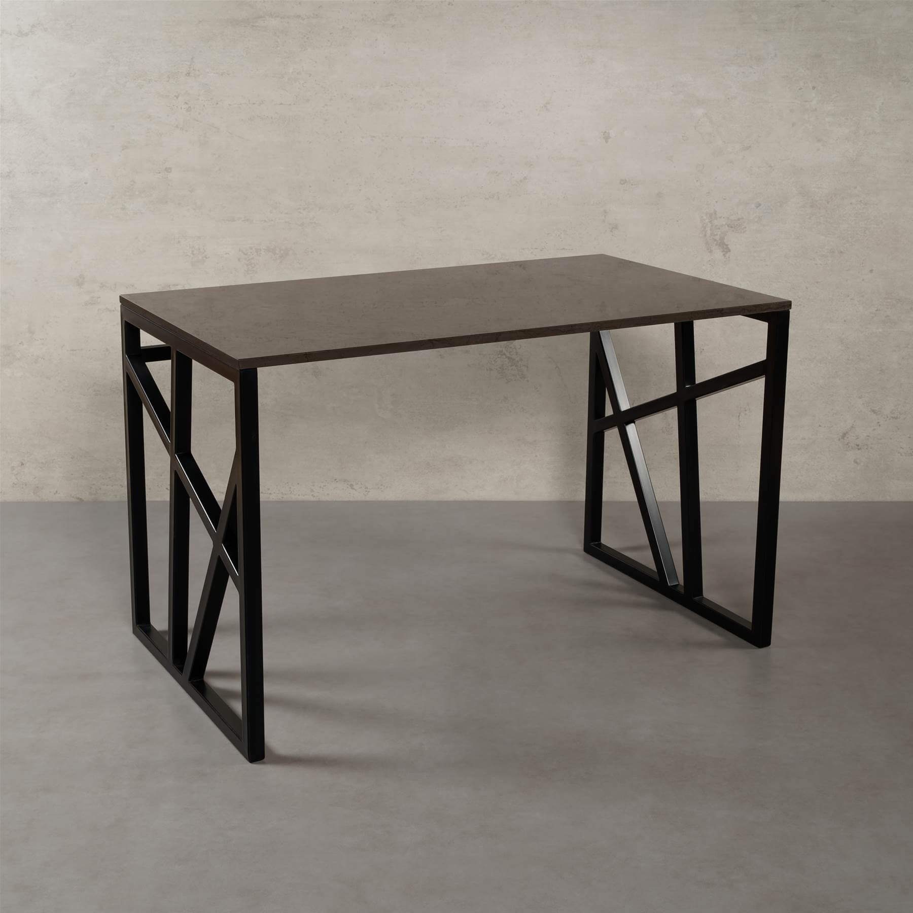 MAGNA Atelier Schreibtisch PITTSBURGH Schreibtisch mit ECHTEM MARMOR, Schreibtisch eckig, schwarz Metallgestell, 110cmx66cmx75cm Grigio Marquina