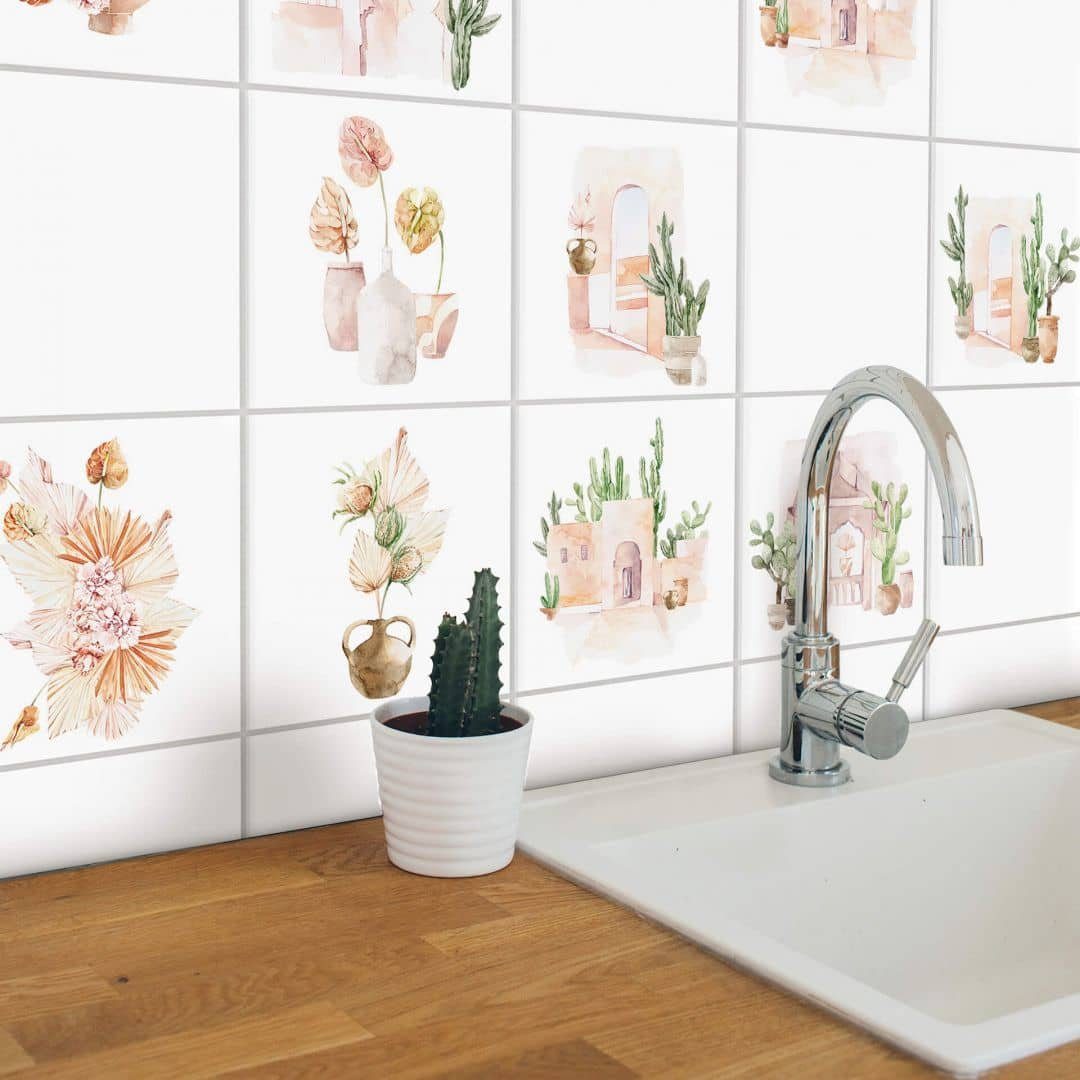 K&L Wall Art Fliesenaufkleber selbstklebend Klebefliese Set Toskana Wüste S günstig online kaufen